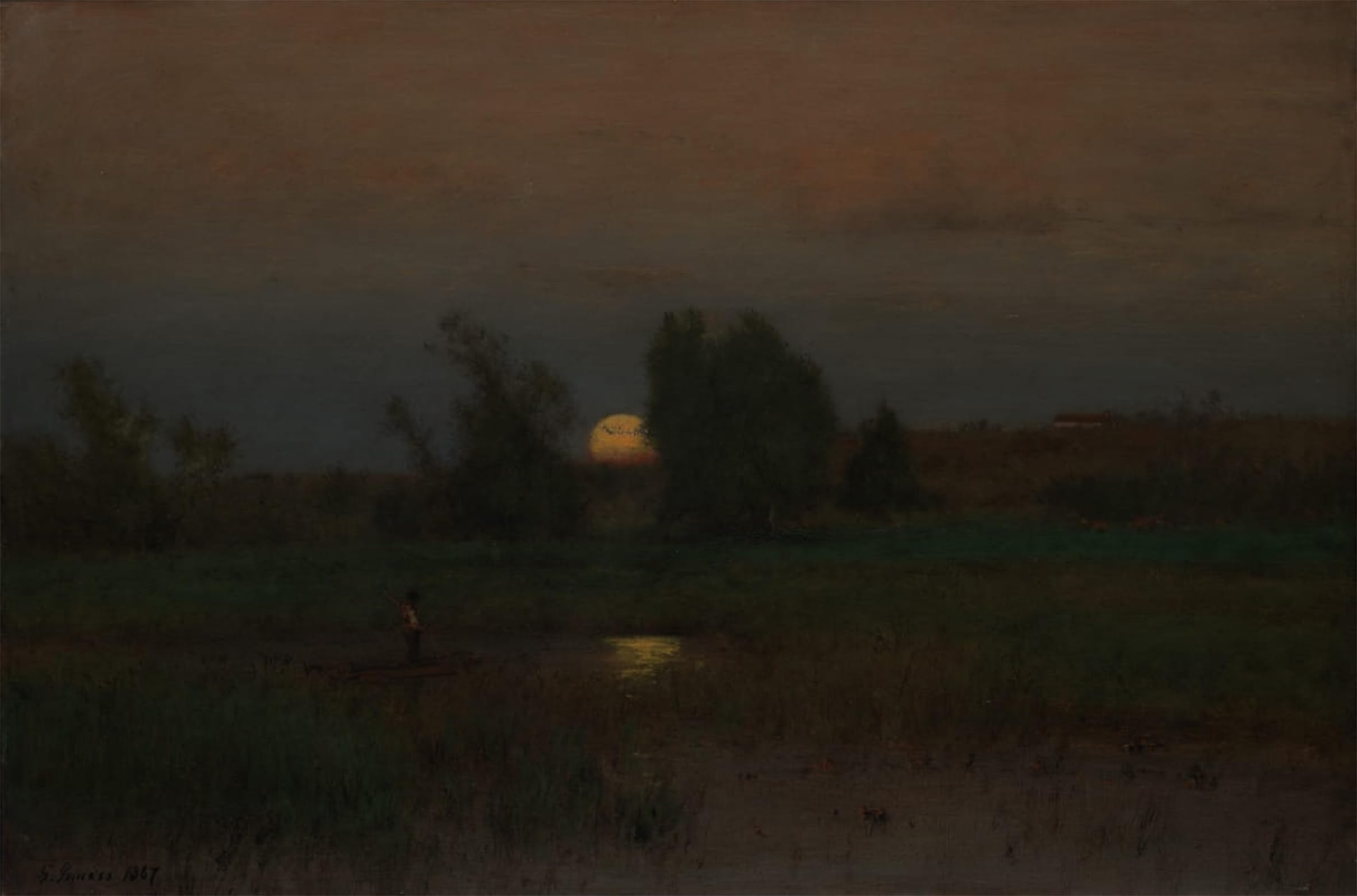 ARTXLXXBN Famous Art Print Poster Vintage Wall Art Moonrise by George Inness Canvas Art Poster for Home Decor 60x90cm