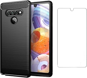 Asuwish Compatible with LG Stylo 6/Stylo6 Plus/K71 Stylus Case and Tempered Glass Screen Protector Cell Accessories Silicone Full Body Protective Phone Covers for LGStylo6 6+ 6plus Six 2020 Dark Black