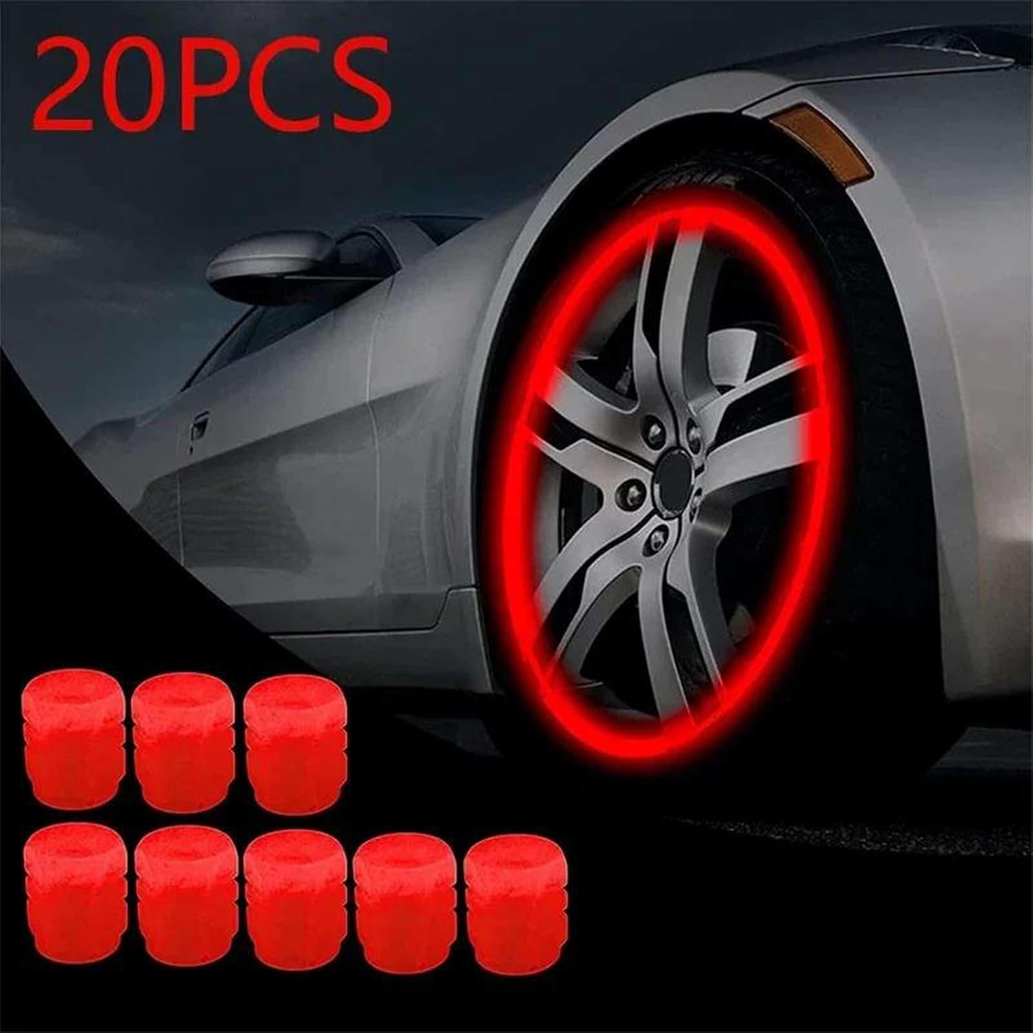 Luminous Valve Caps Fluorescent Red Night Glowing Car Motorcycle Bicycle Wheel Universal Cap Decor
