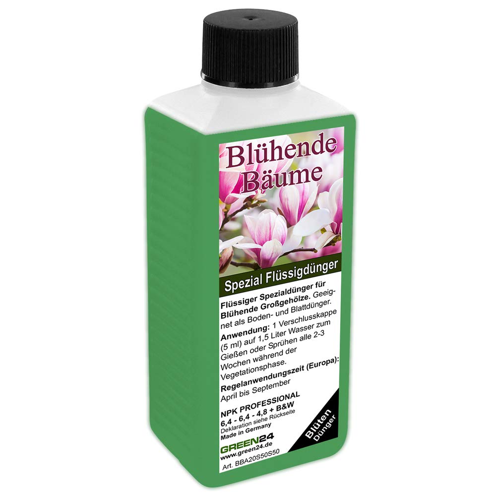 GREEN24 Bltenbume Dnger - Spezialdnger fr blhende Bume - Magnolien,  Tulpenbaum, Blauglockenbaum, Trompetenbaum, Zierkirschen,  Blten-Hartriegel, Ziergehlze - NPK Flssigdnger 250ml Konzentrat :  Amazon.de: Garten