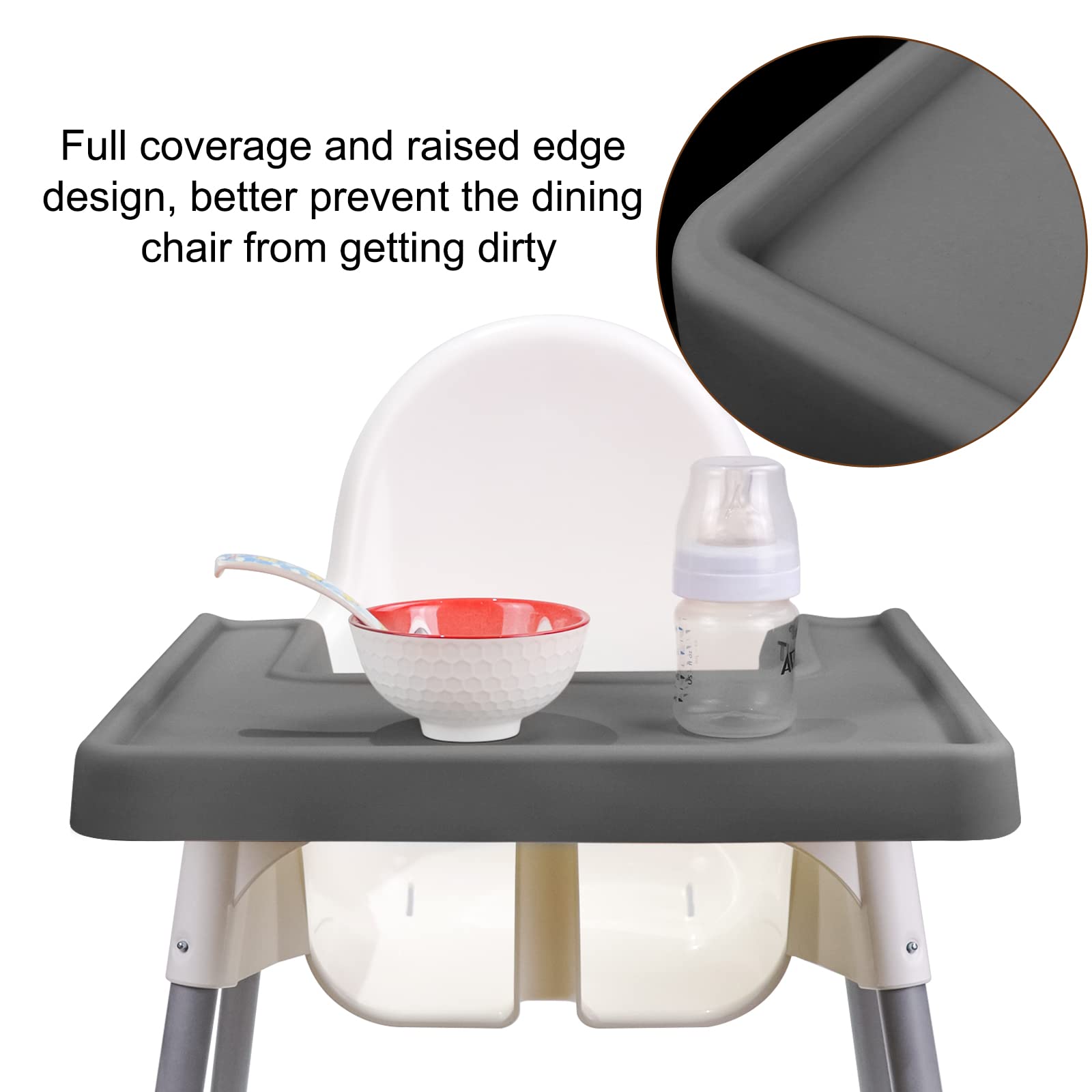 Protège-tablette Chaise Haute IKEA Antilop - En Silicone Alimentaire - Facile à Nettoyer - Vert