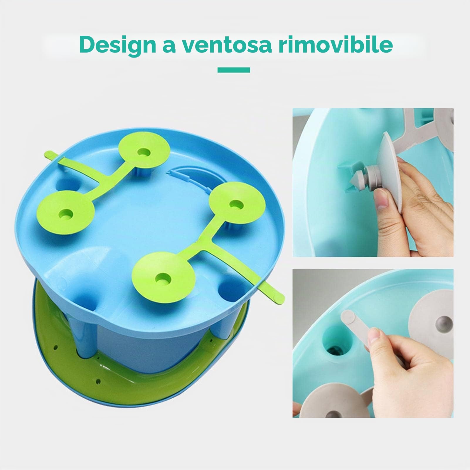 Seggiolino Bagnetto con Ventose per Bambini 6-18 Mesi, Doccia e Bagno, Sedia di Sicurezza Antiscivolo con Schienale Alto