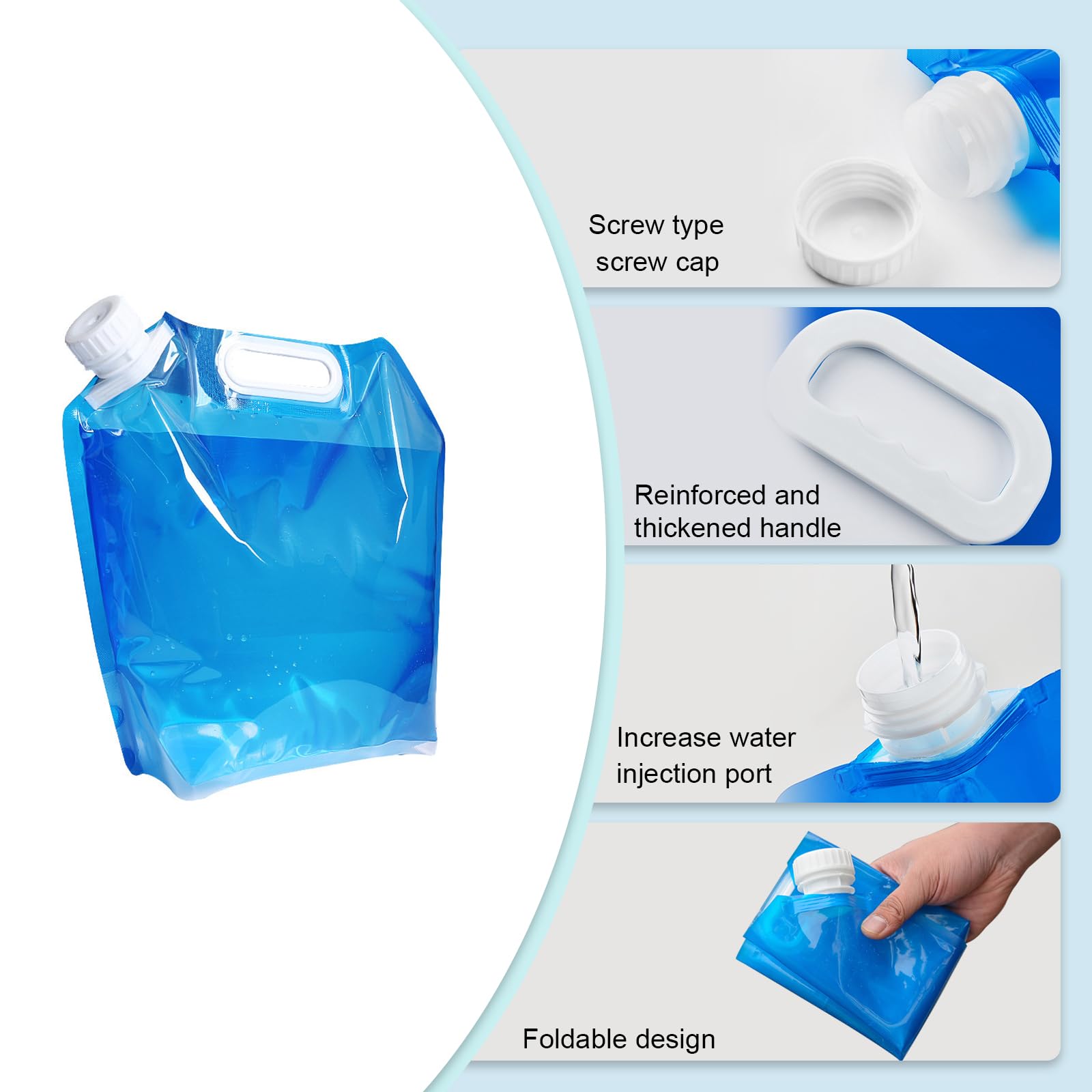 Taniche Acqua Pieghevoli 10L - 4 Pezzi Per Campeggio E Escursionismo