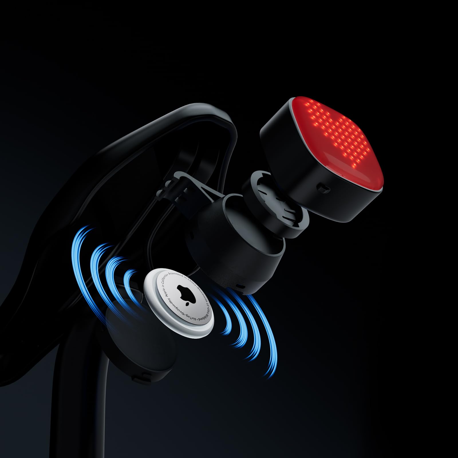 LEWSHQI Airtag Bike Mount, Cycling Taillight GPS Units Hidden Bike GPS Holder for Airtag - Bicycle GPS Tracker Light for Night Riding/Theft Safety Hidden Smart Bicycle Rear Light