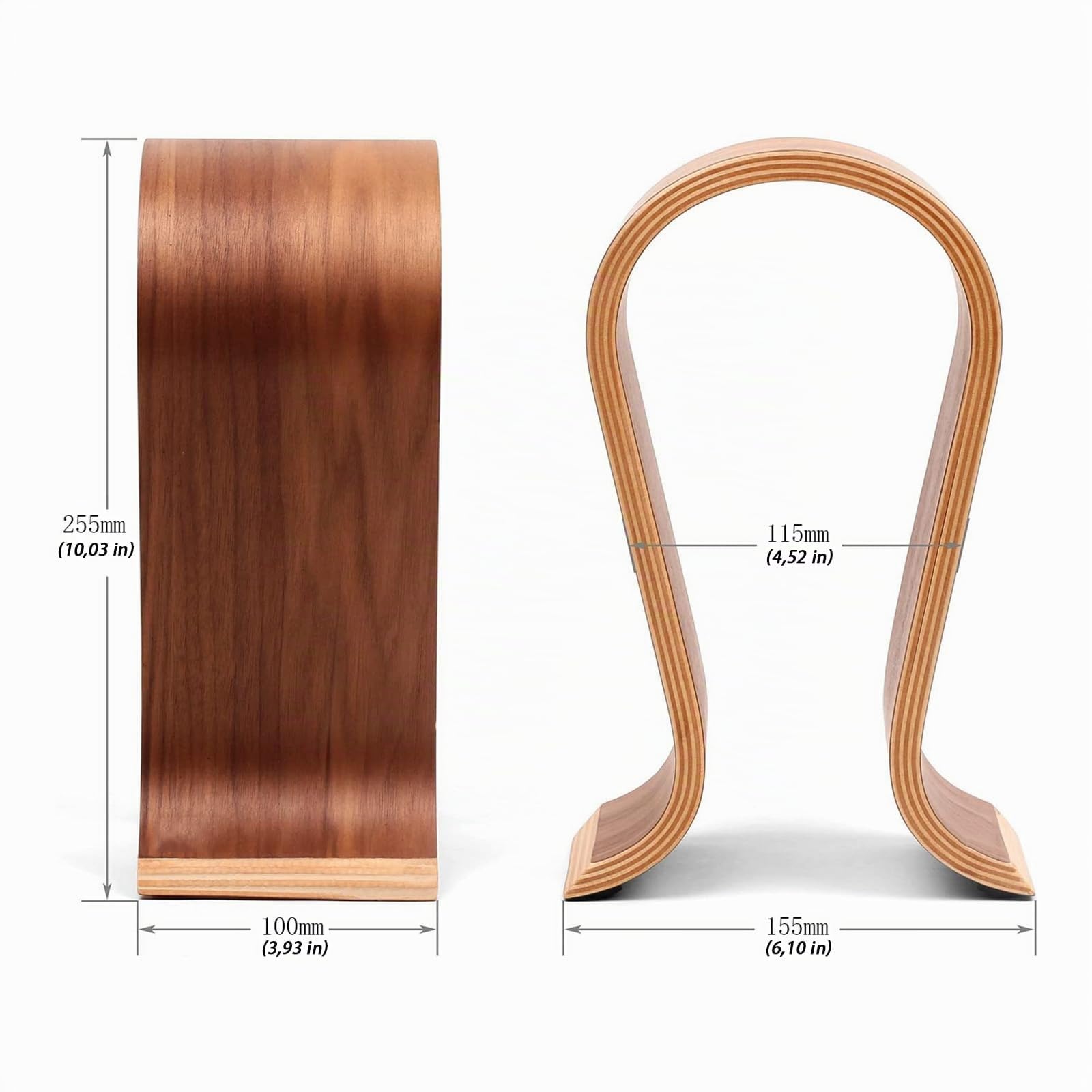 Supporto per Cuffie in Legno Stand Espositore Universale, Forma a U Base Antiscivolo Durevole per Display Auricolare Porta Cuffia da Scrivania (Noce)