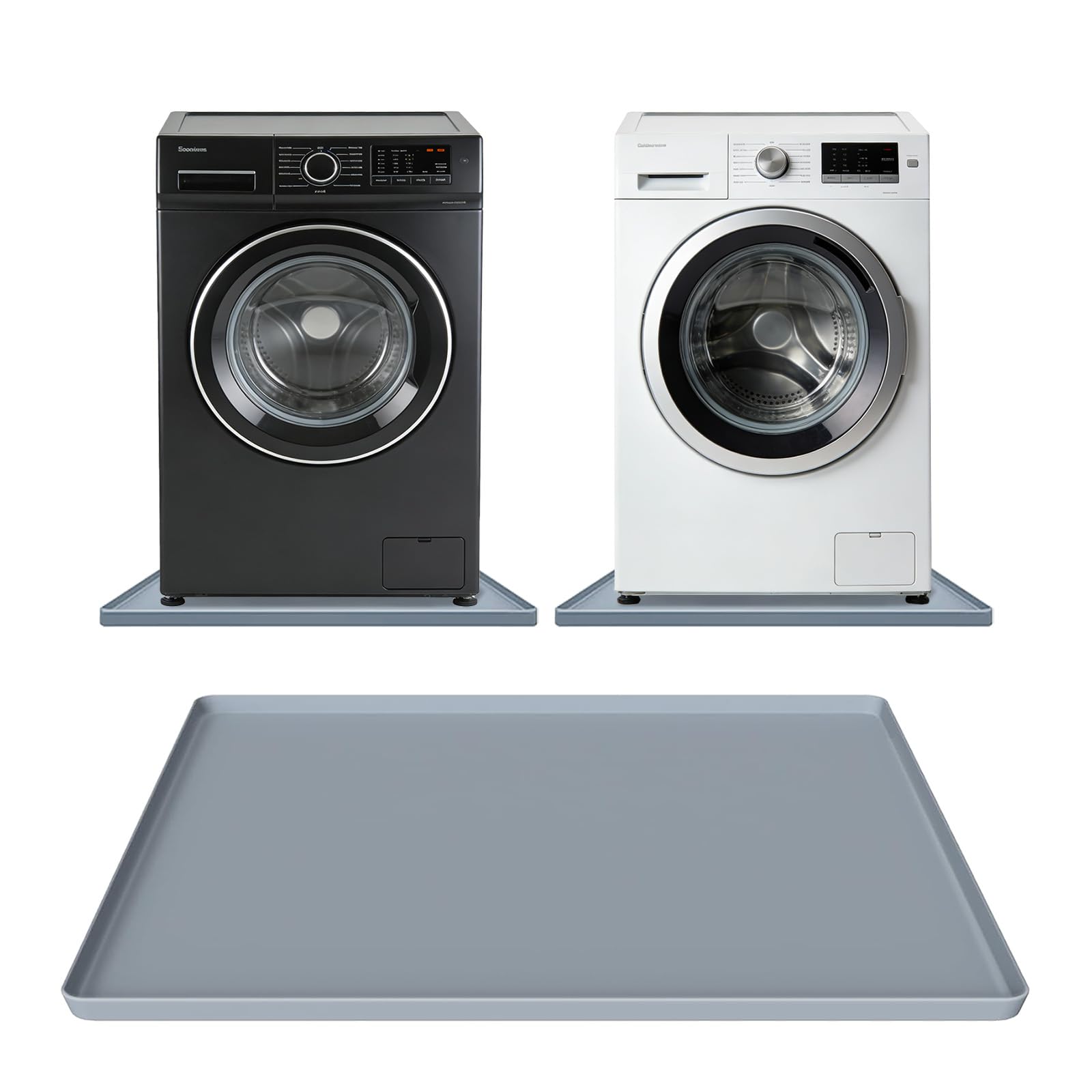 Photo 1 of 29" x 29" Silicone Washing Machine Drain Pan with 1" Raised Edge, Waterproof Washer Drip Tray, Non-Slip Floor Leak Protection Mat for Washer, Dryer, Refrigerator, Dishwasher? (Grey)
