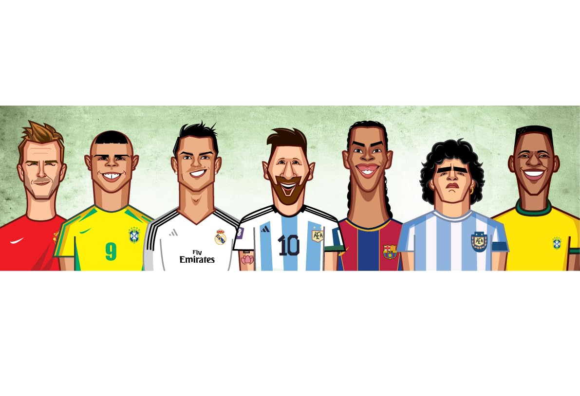 graphicurry Top G.O.A.T.S of Football | Caricature Laminated Sun-board | Wall Art, Multicolor, Printed Frames Home Decor for Living Room, Bedroom, Office, Study, Shelf