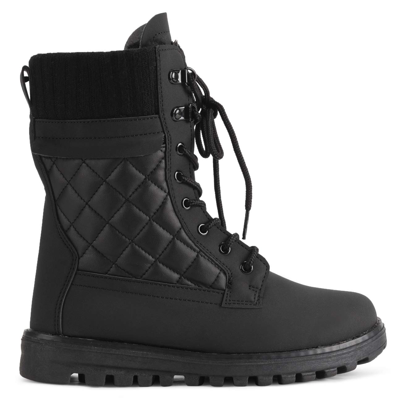 Polar Womens Memory Foam Outside Pocket Inner Zipper Thermal Waterproof Deep Tread Rubber Sole Snow Boots, Black / Beige Shearling