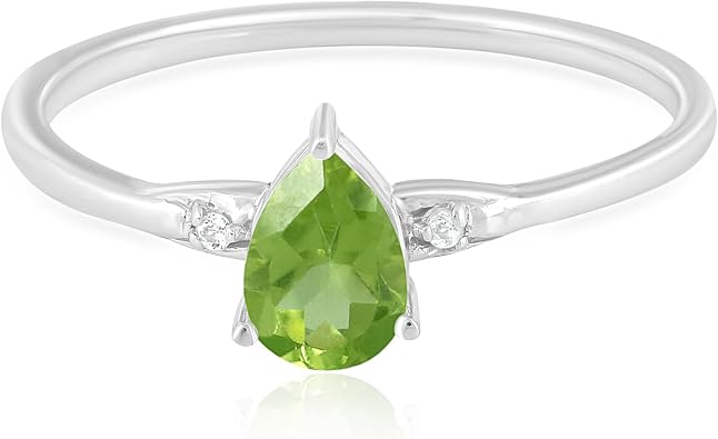 Dew 14K Gold Genuine Gemstone Stackable Pear Ring