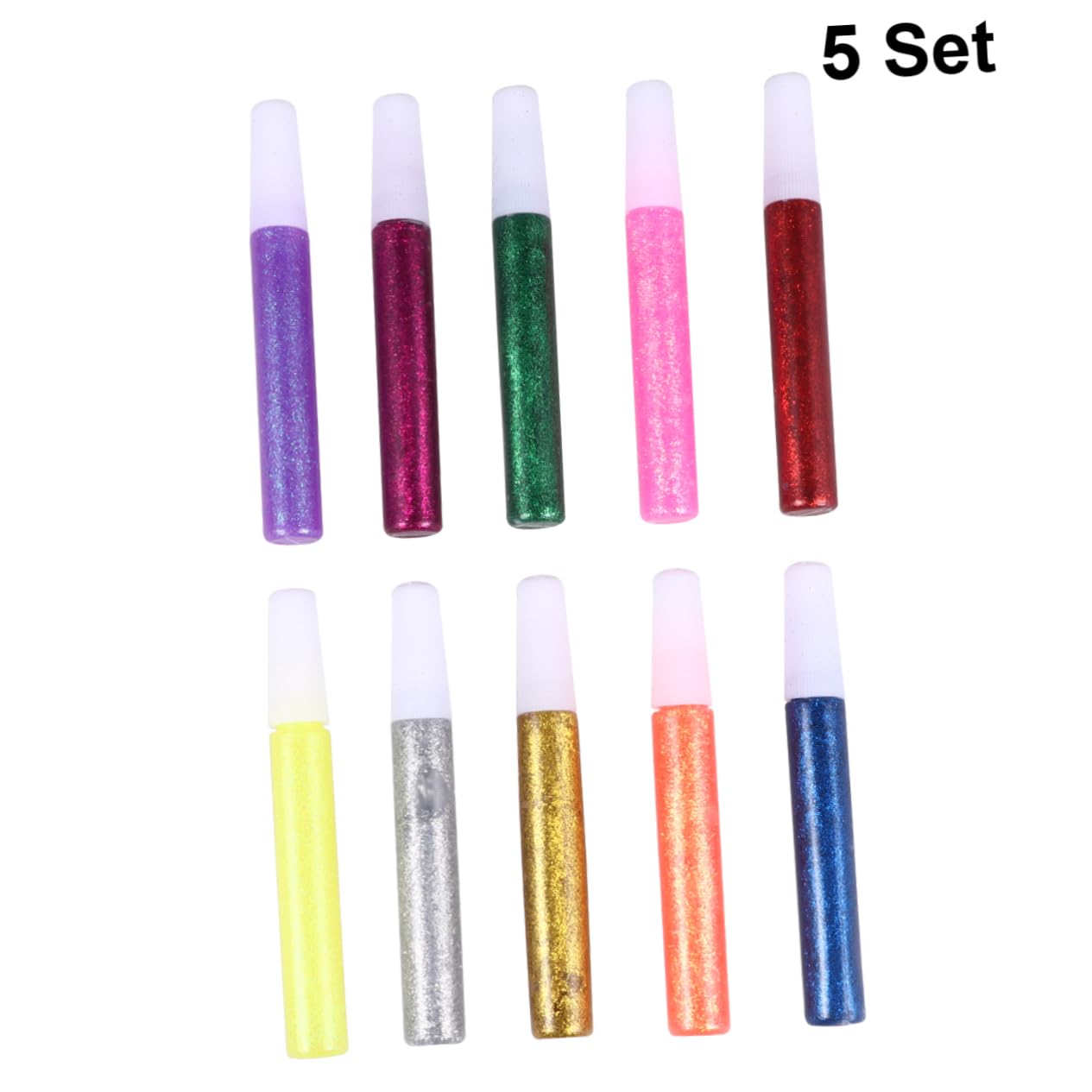SEWACC Stylo Colle Pailleté 5 Sets 50 Pcs pour Décoration Créative et Fête Design Couleur Aléatoire