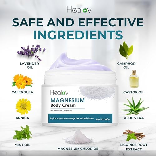 Miniatura 6 de Loción de magnesio  Crema de magnesio calmante pura para relajación, mejor sueño, salud muscular, cuidado de piernas y articulaciones  Mantequilla