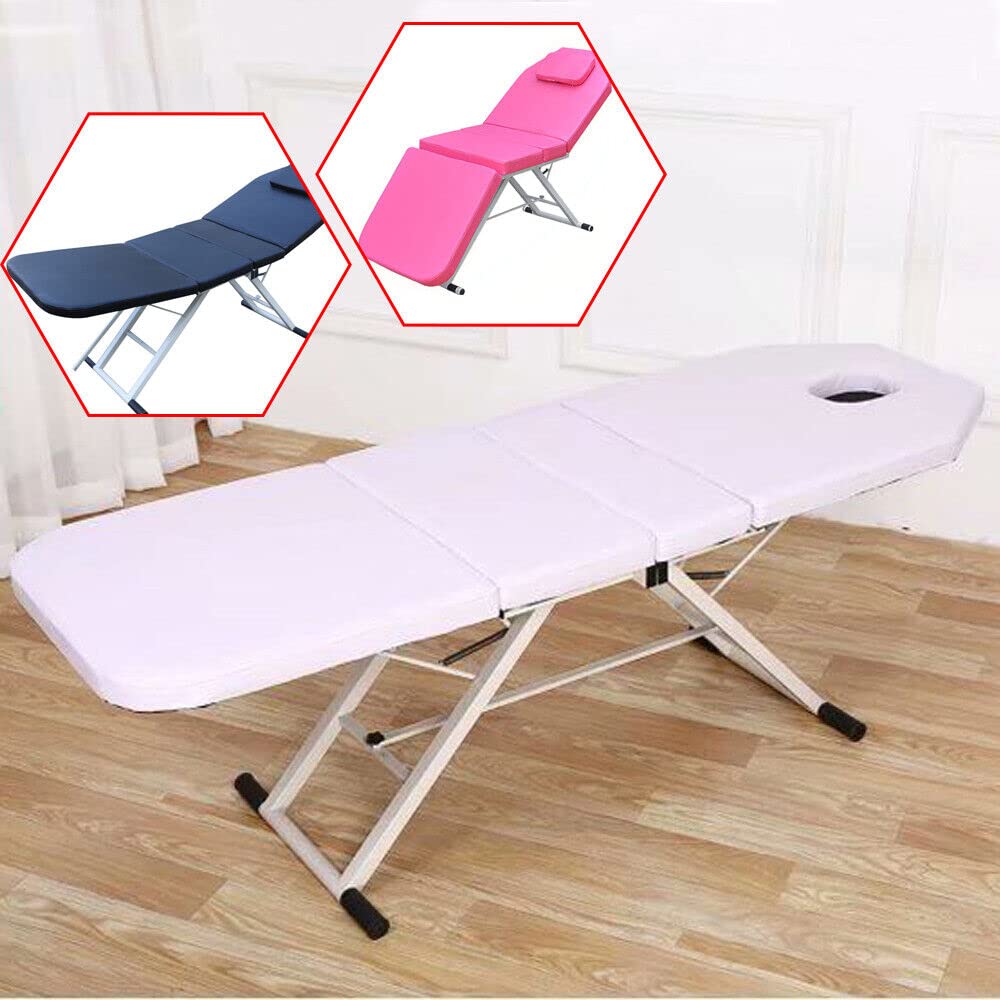 182 x 60 x 60 cm, lettino da massaggio, pieghevole, portatile, fino a 200-250 kg, con poggiatesta (bianco)