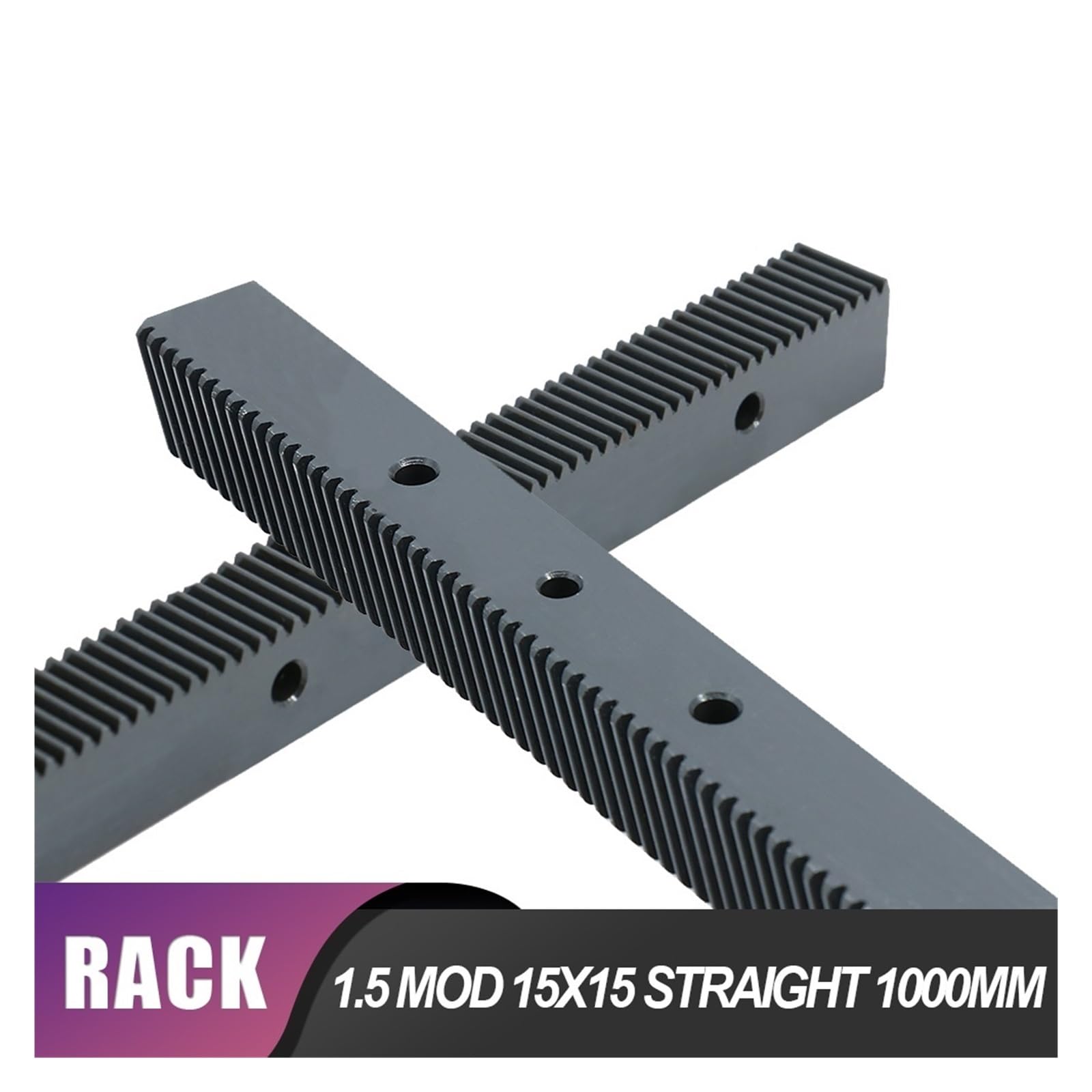 Spur Rack Steel High Precision 2pcs 1.5 Modulus 15x15 Straight Gear Rack Long 1000mm with Mount Holes M5 Hole Distance 100mm for Engraving Machine Small DIY Material