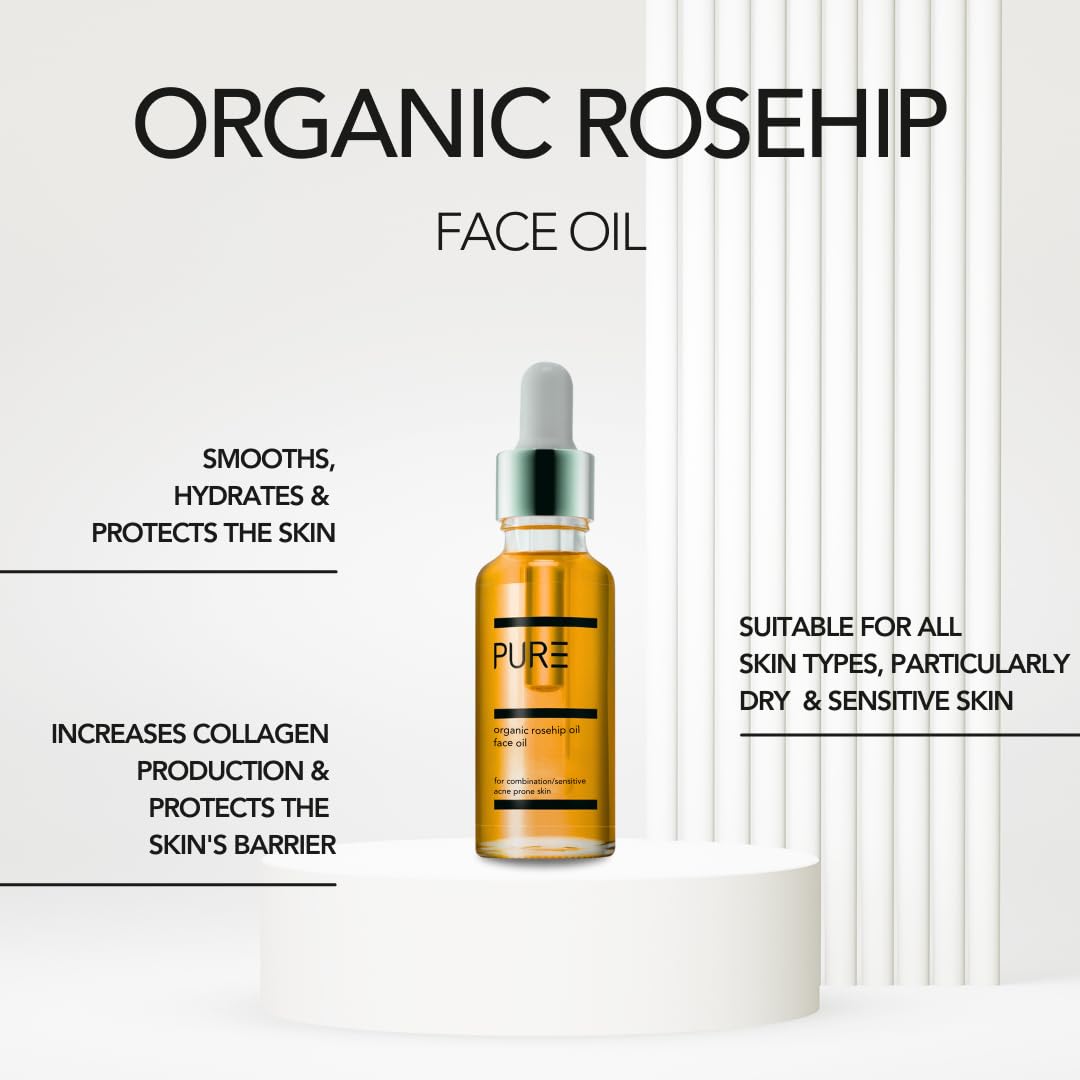 PURE Spa Skincare Organic Cold-Pressed Rosehip Oil, Fades Scars, Fine Lines & Dark Spots, Brightening - Image 2