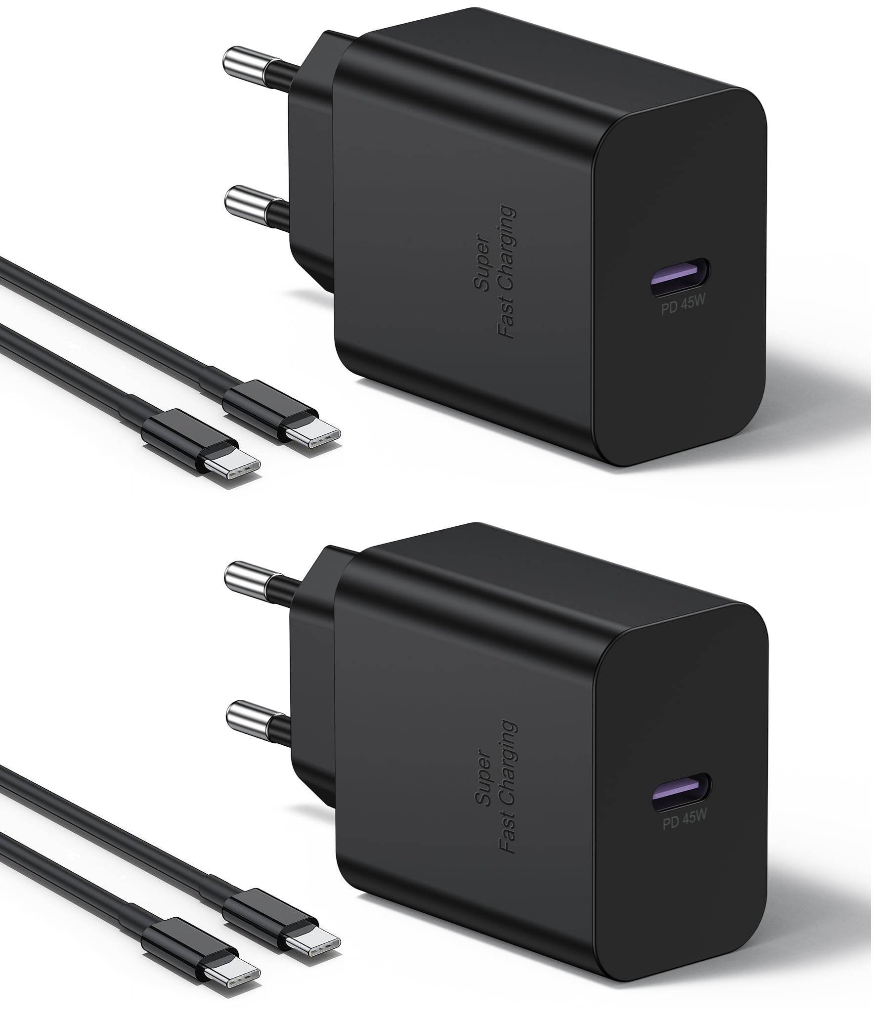 45W USB C Ladegerät für Samsung, Schnellladegerät mit Typ-C Ladekabel 2M, Fast Charger Adapter Netzteil Stecker und Kabel für Samsung