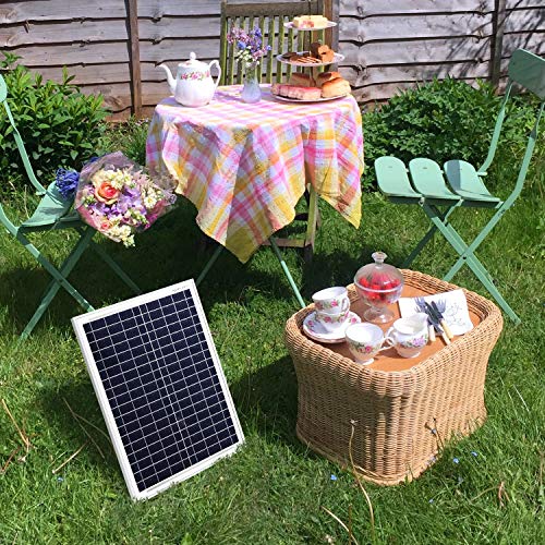 Image of DOKIO Monocrystalline Solar Panel Size 20W 18V for 12V System, Aluminum Frame, MC4 Connector, Pre-Drilled Holes for RV, Boat, Marine, Off-Grid Power