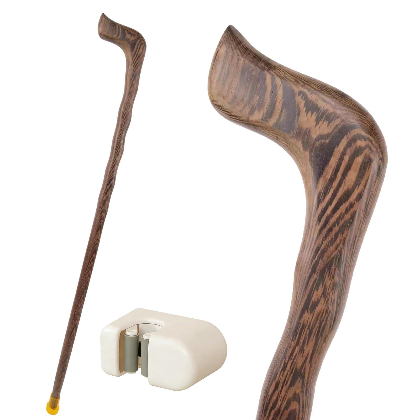 Bastones de Madera Brown Wave, con Mango Ergonómico y Punta de Goma Antideslizante Bastón Decorativo de Lujo para Hombre y Mujer de Cospaly 92 Cm
