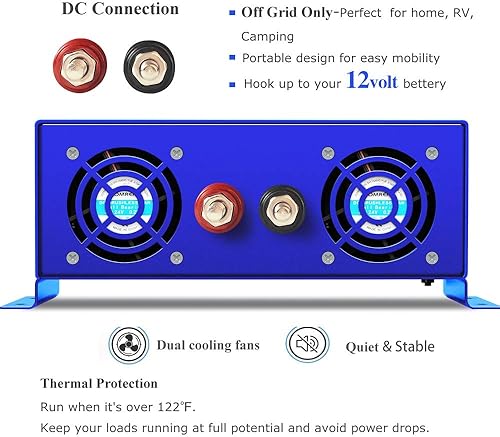 Miniatura 2 de Inversor de corriente de onda sinusoidal pura de 3000 W - 24 V CC a CA 120 V 110 V con controlador de interruptor remoto de cable de 15 pies,