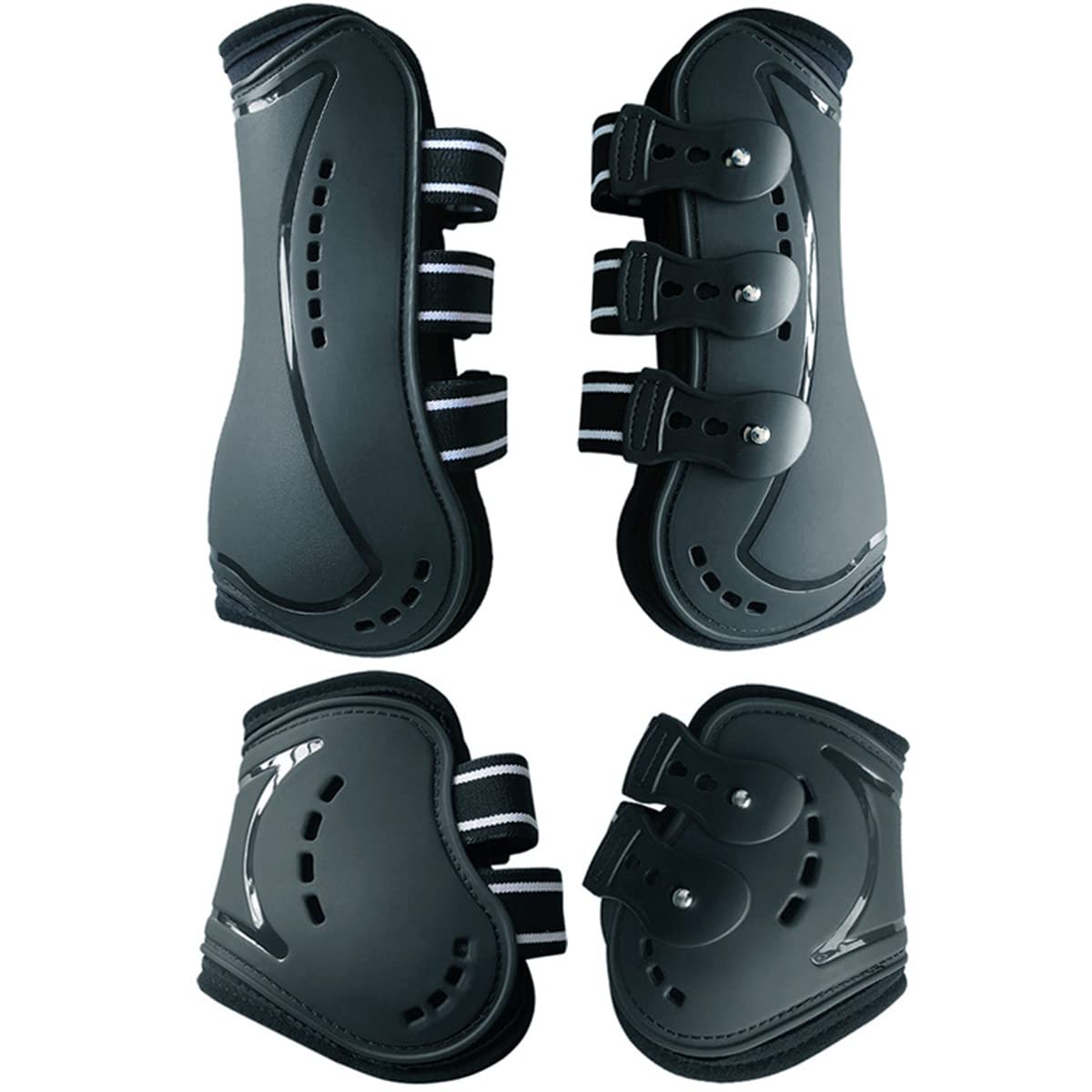 Horse Boots Open Front Jumping Tendon Sport Boots, Hind Fetlock Boots, Secure Leg Protection, Classic Breathable Equine Supplies, Set of 4