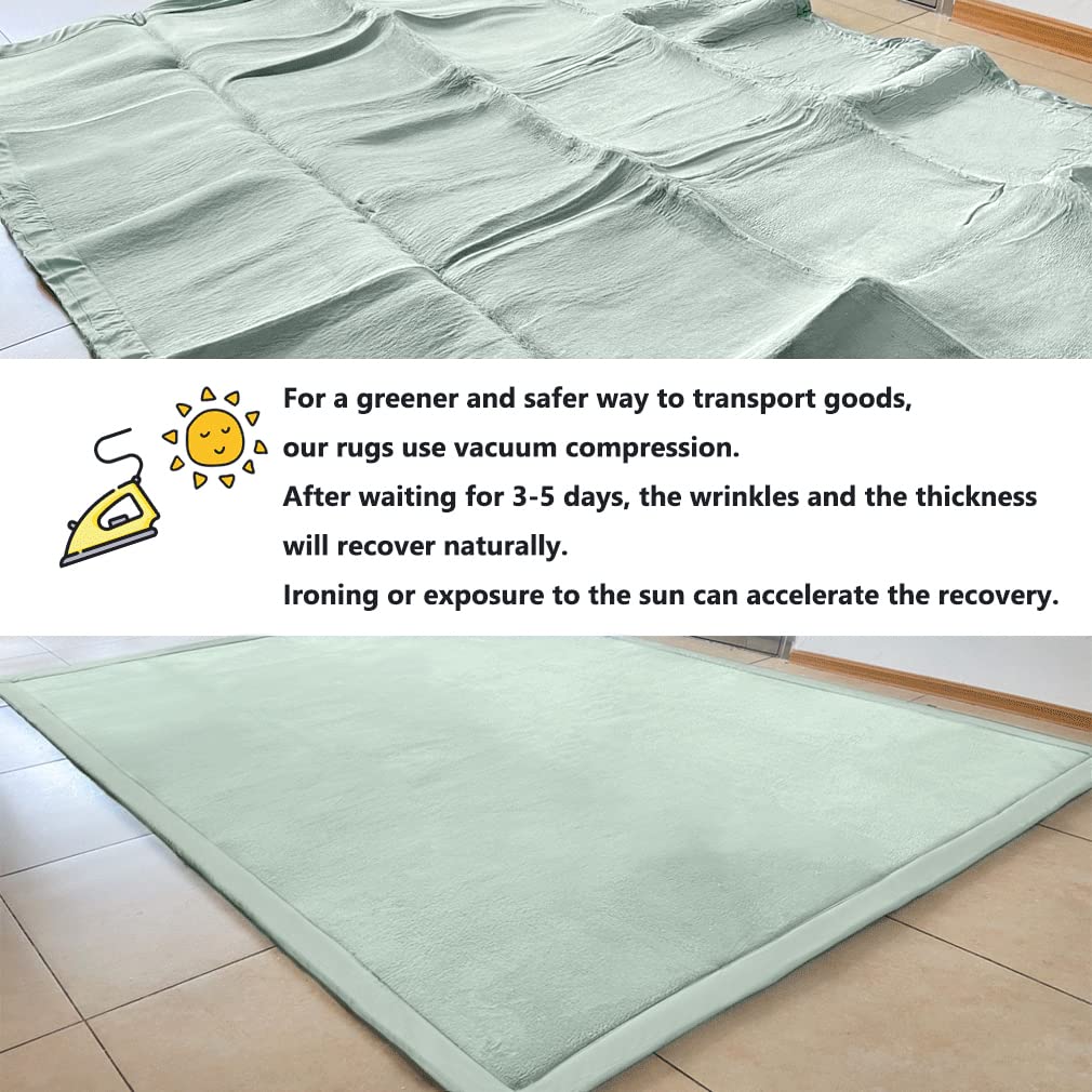 Loartee Teppich Für Kinderzimmer,als Krabbeldecke fürs Kind,3cm Dicker korallenrote Samtmatte Kinderteppich