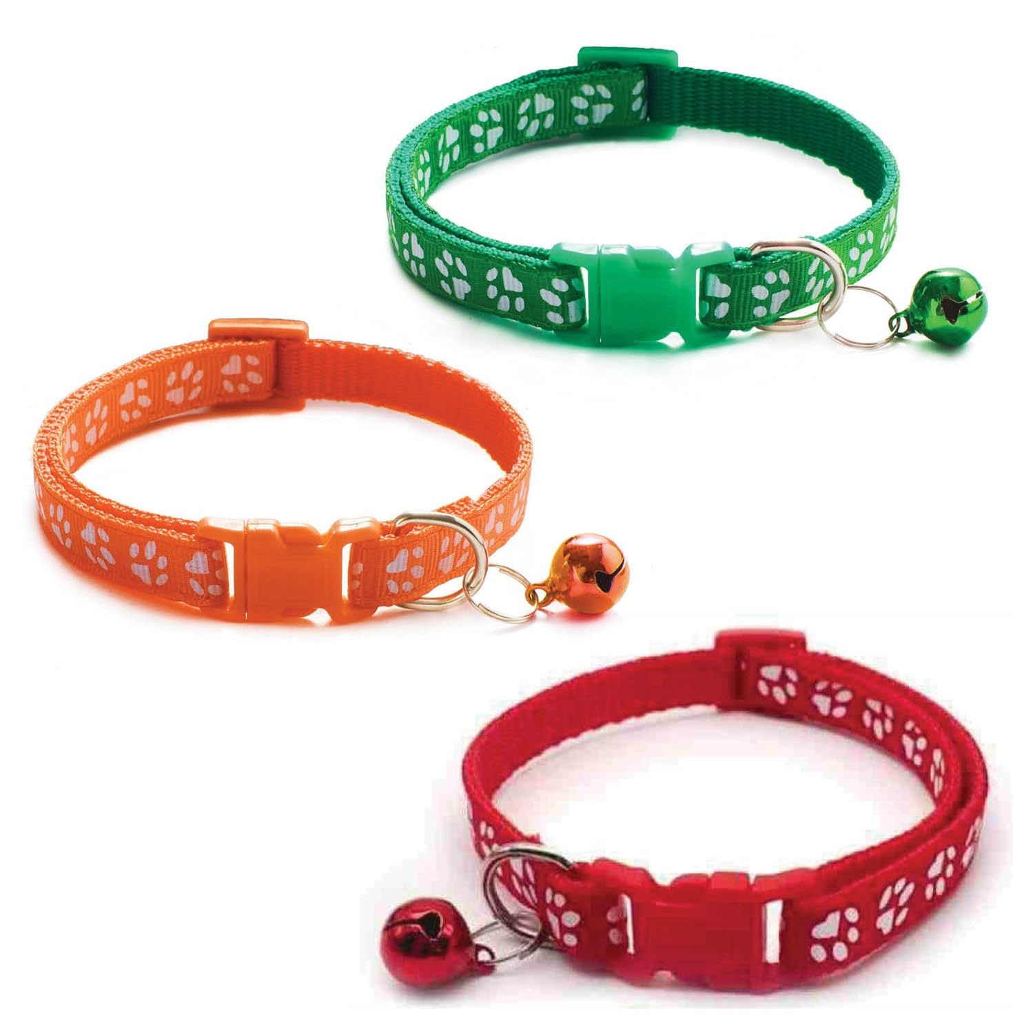 Litvibes Cat Collars Set of 3 with Bell,Kitten & Small Dogs Soft Adjustable Collar Safe,Solid & Protection Breakaway for Cats & Puppies,Cute Kitty with Paw Print-(Orange,Red,Dark Green) (B0D1CB2PYX) Amazon Price History, Amazon Price Tracker