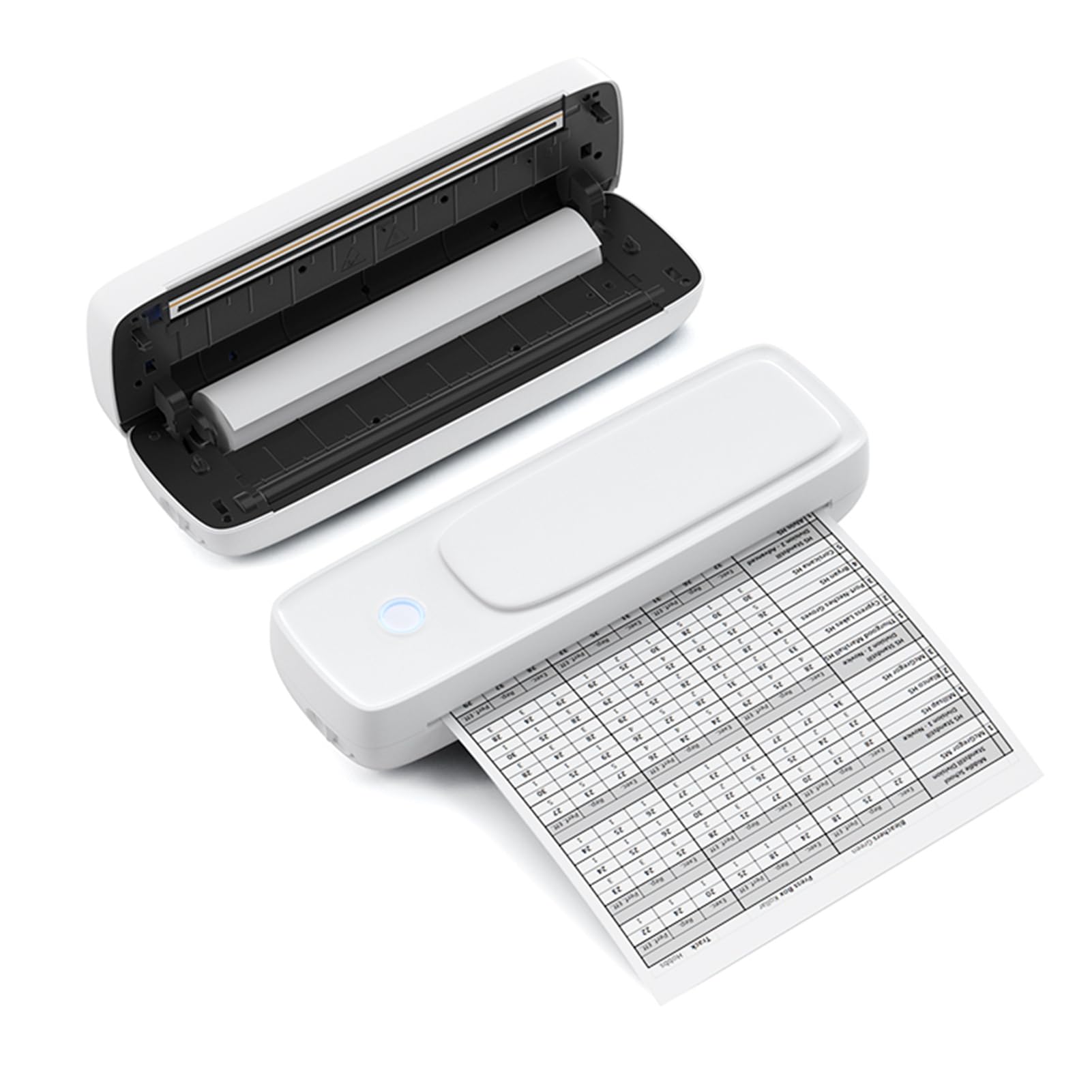 Stampante per carta portatile A4 Stampa termica Wireless BT Connect Compatibile con IOS e Android Stampante fotografica mobileSupporta vari formati carta 56 mm/77 mm/107 mm/210 (Bianca)