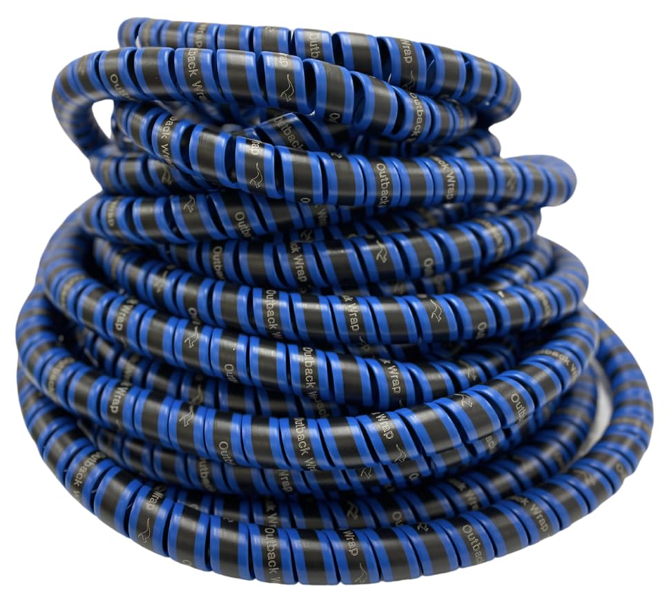 Outback Wrap - Anaconda Hydraulic Hose Management Protector and Tagging Wraps for Farming and Agriculture Equipment, Tractors, Harvesters, Planters, and Sprayers 32mm Diameter- 80 Foot (Blue)