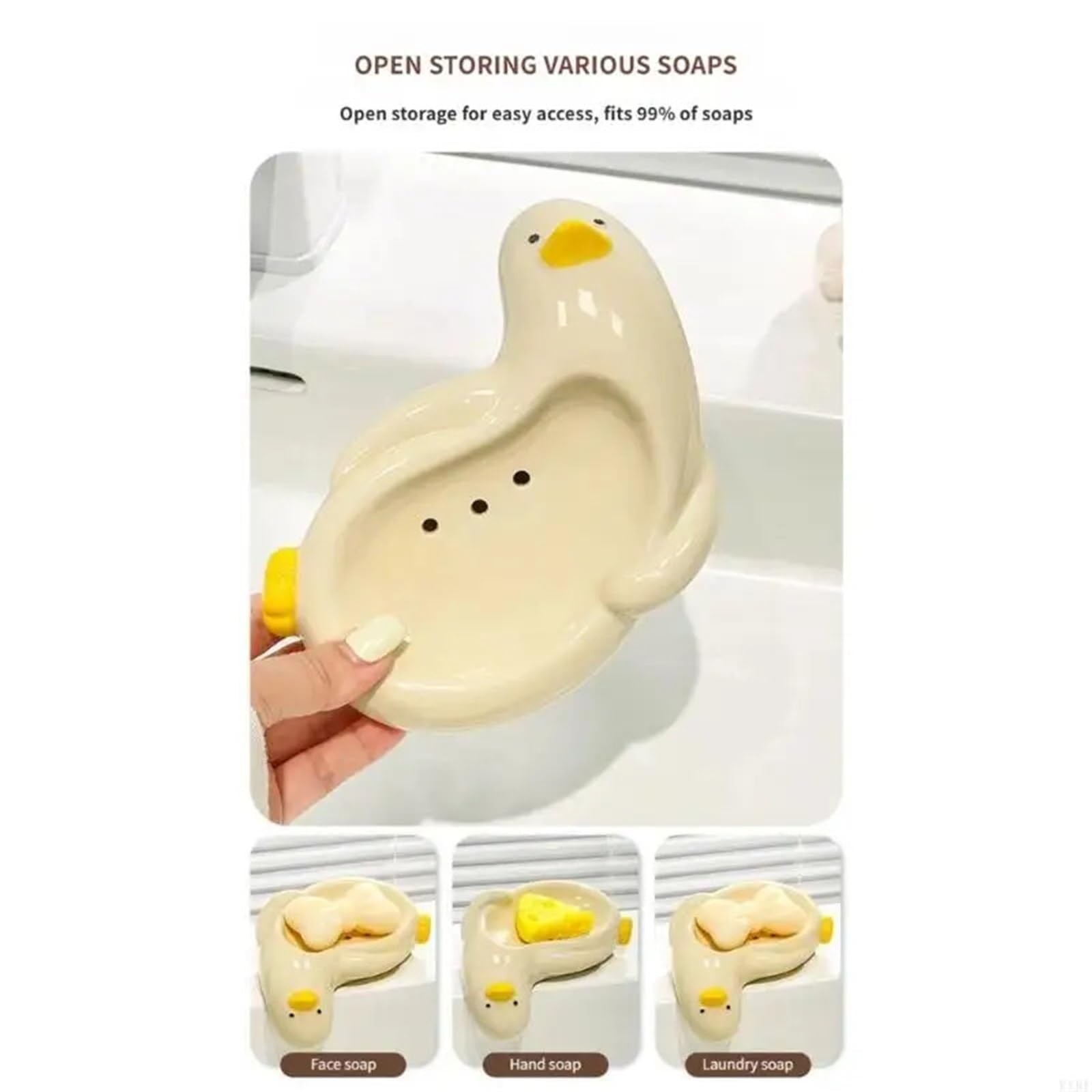 Jabonera Jabonera de cerámica | Con lavabo elevado y bandeja de baño con orificios de drenaje for barra y artículos pequeños