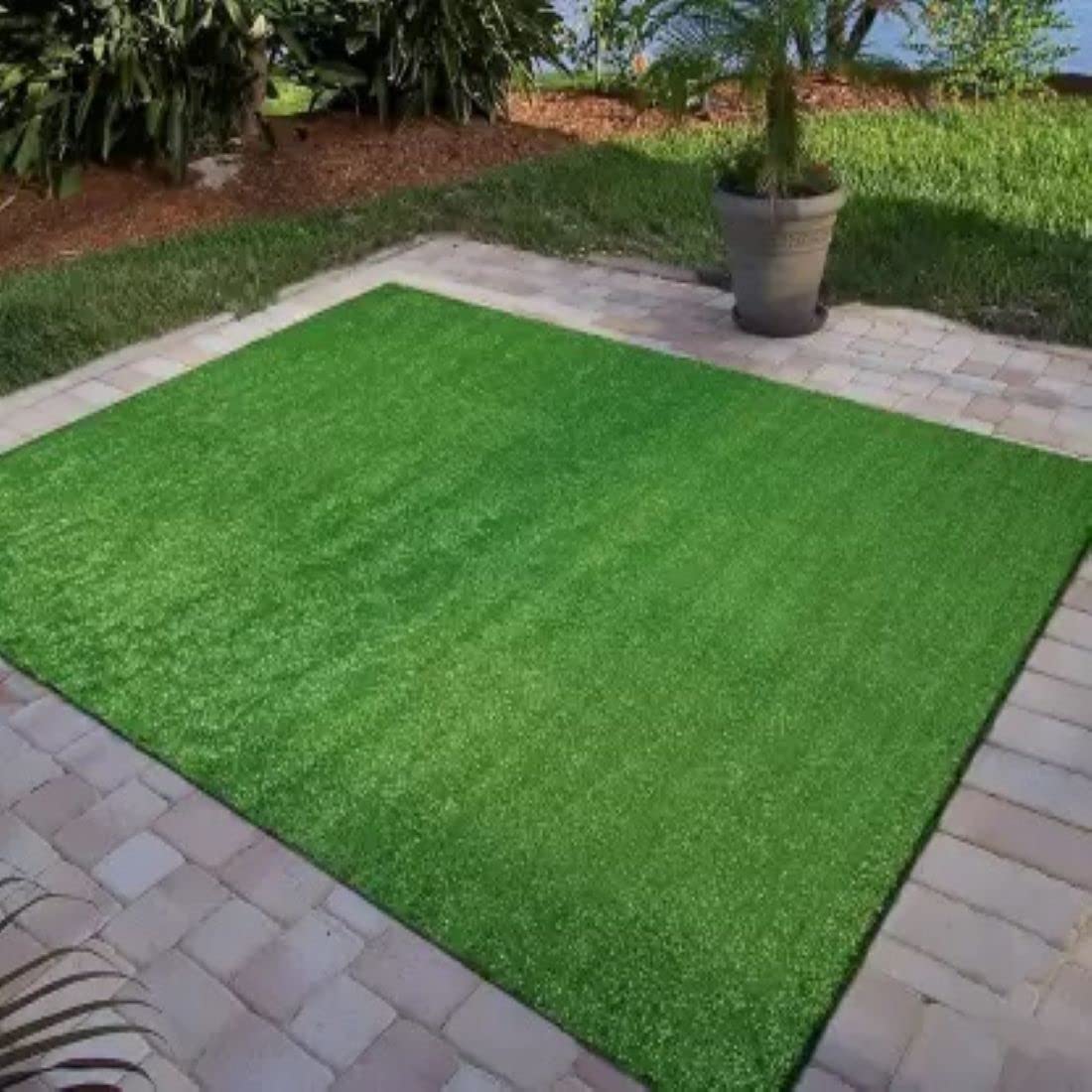 Artificial Green Grass Carpet 45mm for Balcony | Grass Mat for Balcony | Waterproof | Anti-Skid | All-Weather Home and Office Edition (Size 2X2 feet)(24x24inch)
