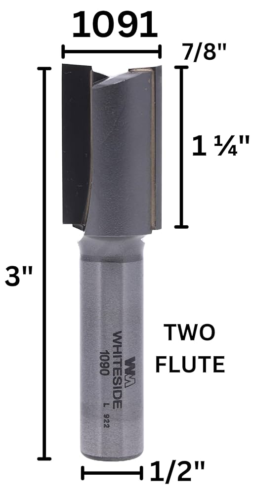 Whiteside Router Bits 1091 Straight Bit with 7/8-Inch