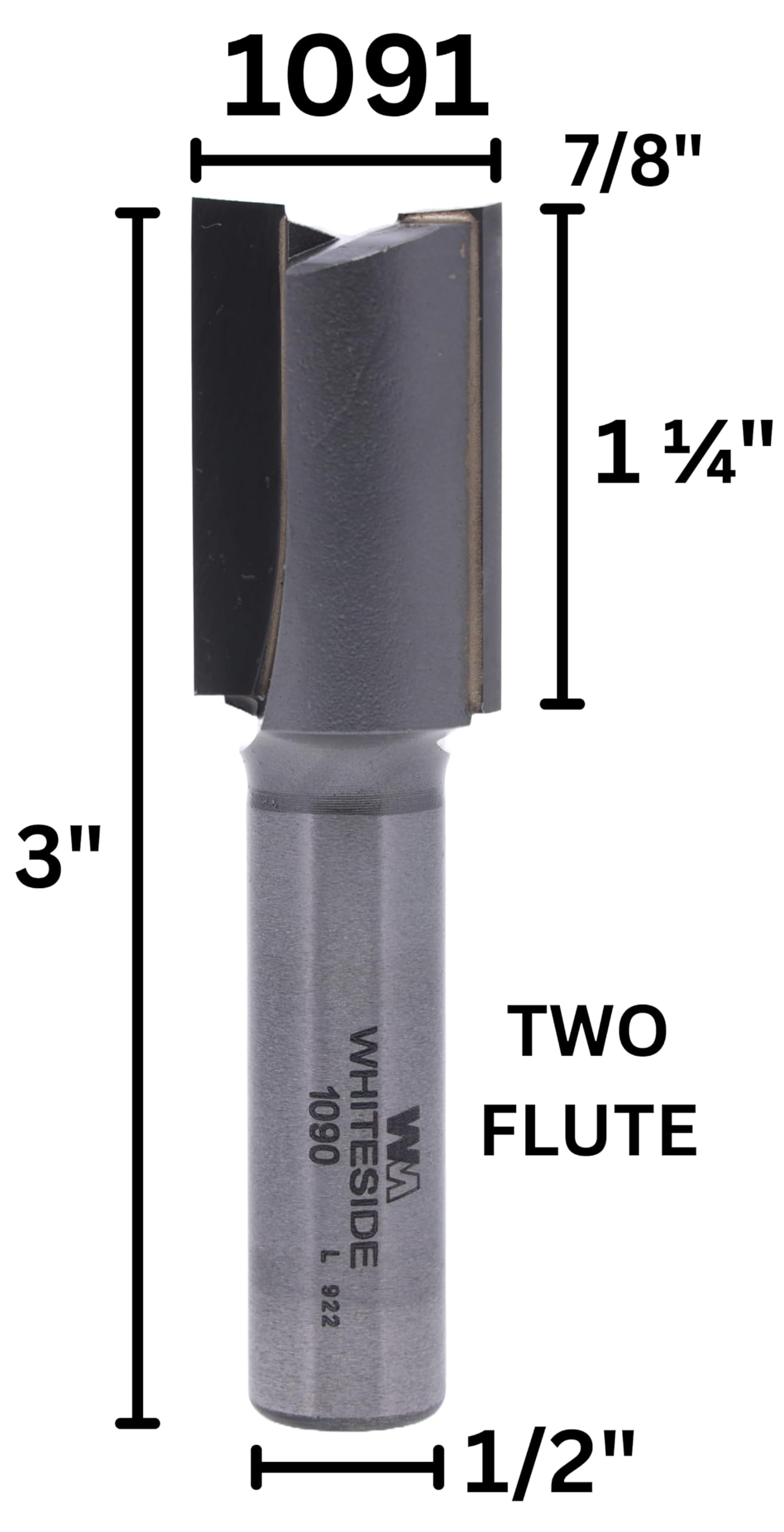 小物 white Whiteside Router Bits 1091 Straight Bit with 7/8-Inch