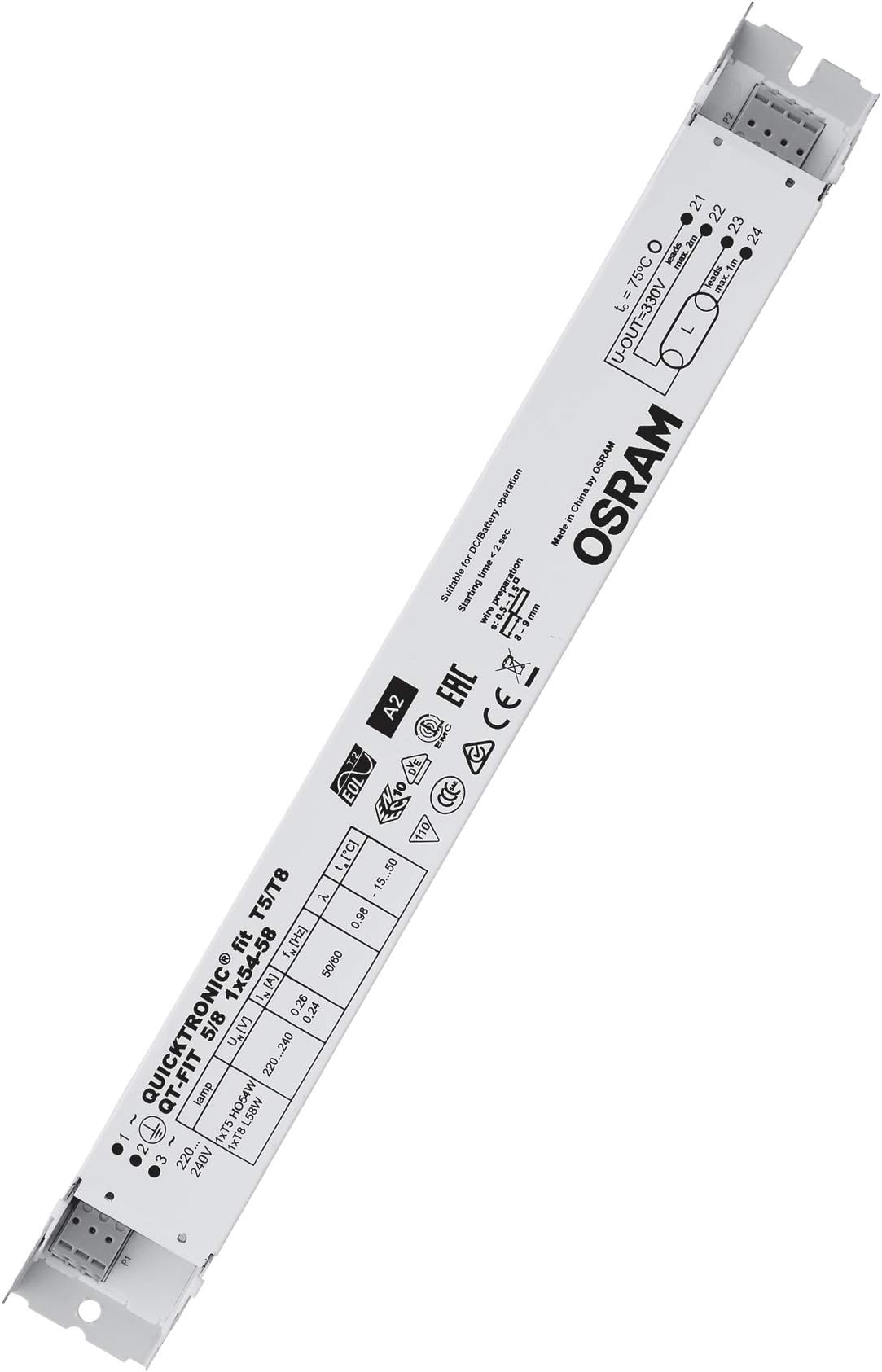 OSRAM Electronic Control Gears (ECG), QUICKTRONIC FIT 5/8, ECG LL/KLL Non-DIM, QT-FIT 5/8 1X54-58/220-240