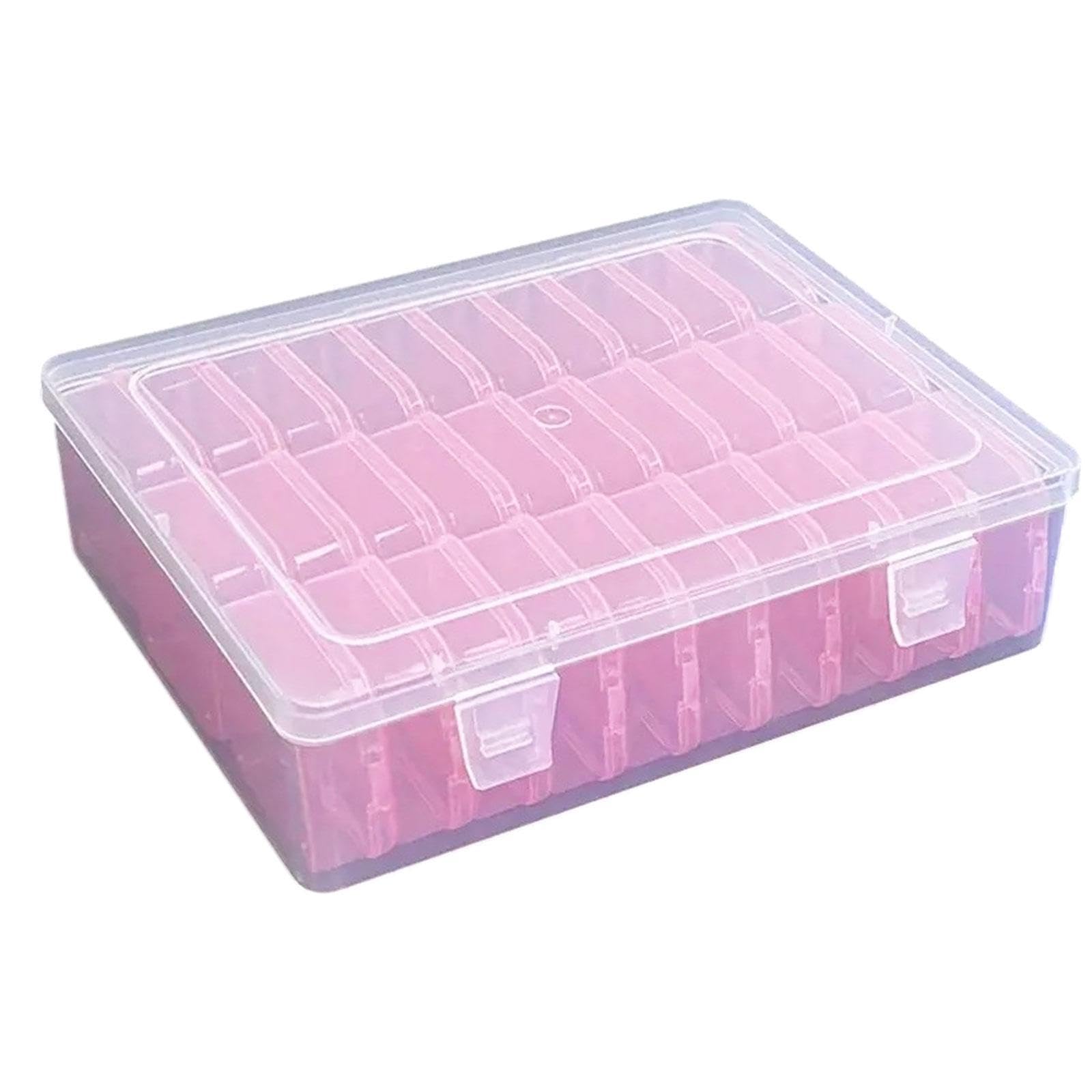 Colaxi Clear Jewelry Organizer Box Bead Organizer Versatile Practical Jewelry Storage Case with Lid Cover for Beads Nail Decorations, Pink