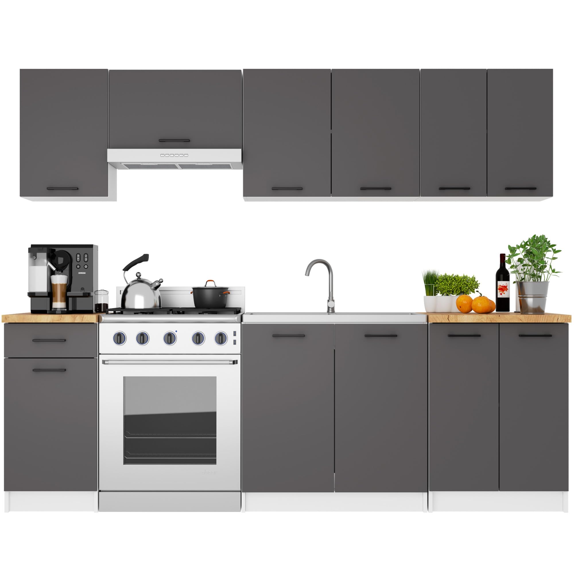 AKORD | Armoire de Cuisine Suspendue - Oliwia 80 cm H720 | Meuble avec 2 Portes | Armoire de Rangement | 80 x 30 x 72 cm | Blanc & Gris Graphite