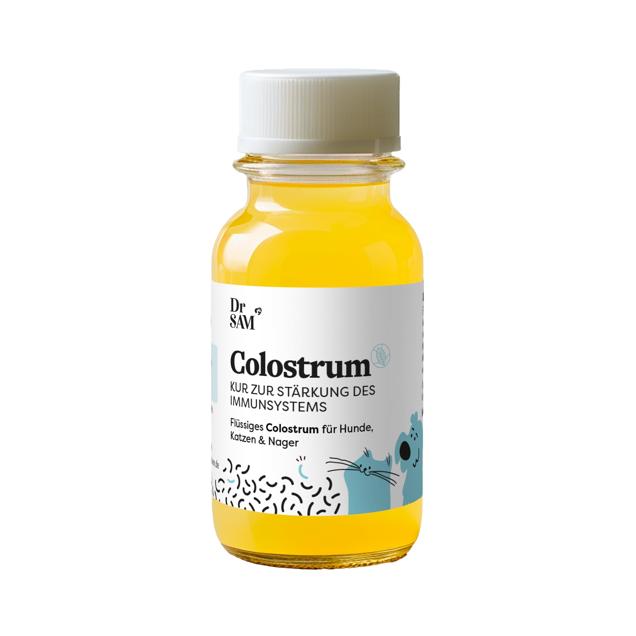 Dr. SAM Calostro para gatos y perros – Tratamiento para fortalecer el sistema inmunológico, natural y especialmente baja en lactosa, calostro de vaca para defensa inmune, fabricado en Alemania, 125 ml