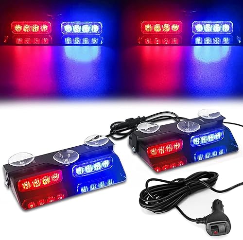 Luz estroboscópica de emergencia LED 2 en 1 para visera interior con ventosas, luz intermitente de advertencia de peligro de seguridad para