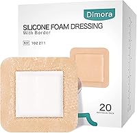 Dimora Silicone Foam Dressing with Border 4x4" 20 Pack - Waterproof Adhesive Bandage for Bedsore, Ulcers, Burns & Wound Care