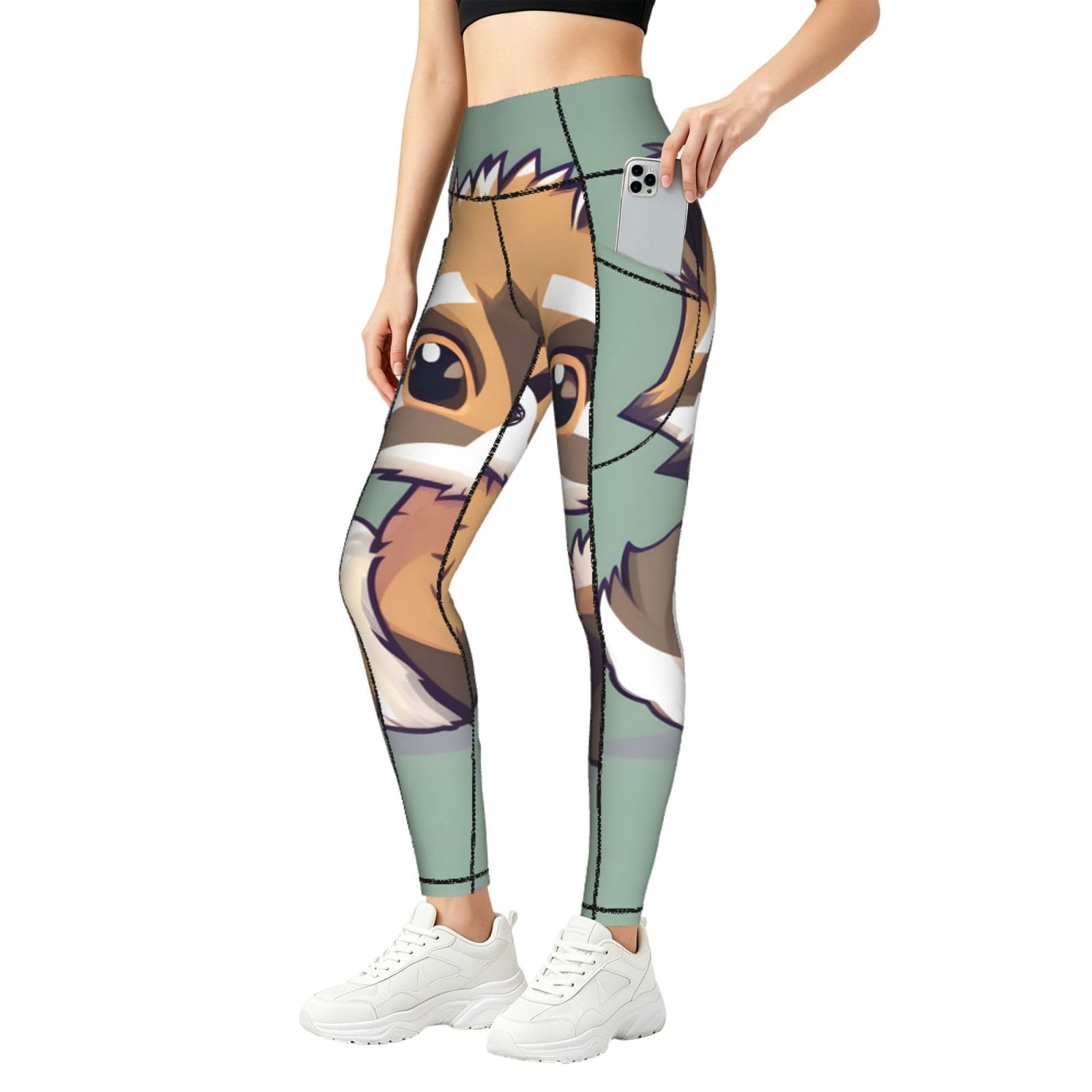 Leggings para correr con estampado de mapache y cintura alta 8