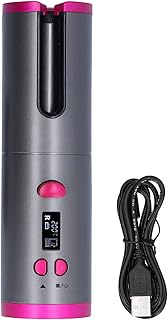 Modelador de cabelo automático sem fio, recarregável por USB, modelador de cachos portátil com 10 engrenagens com visor LED de tamanho grande, para uso doméstico