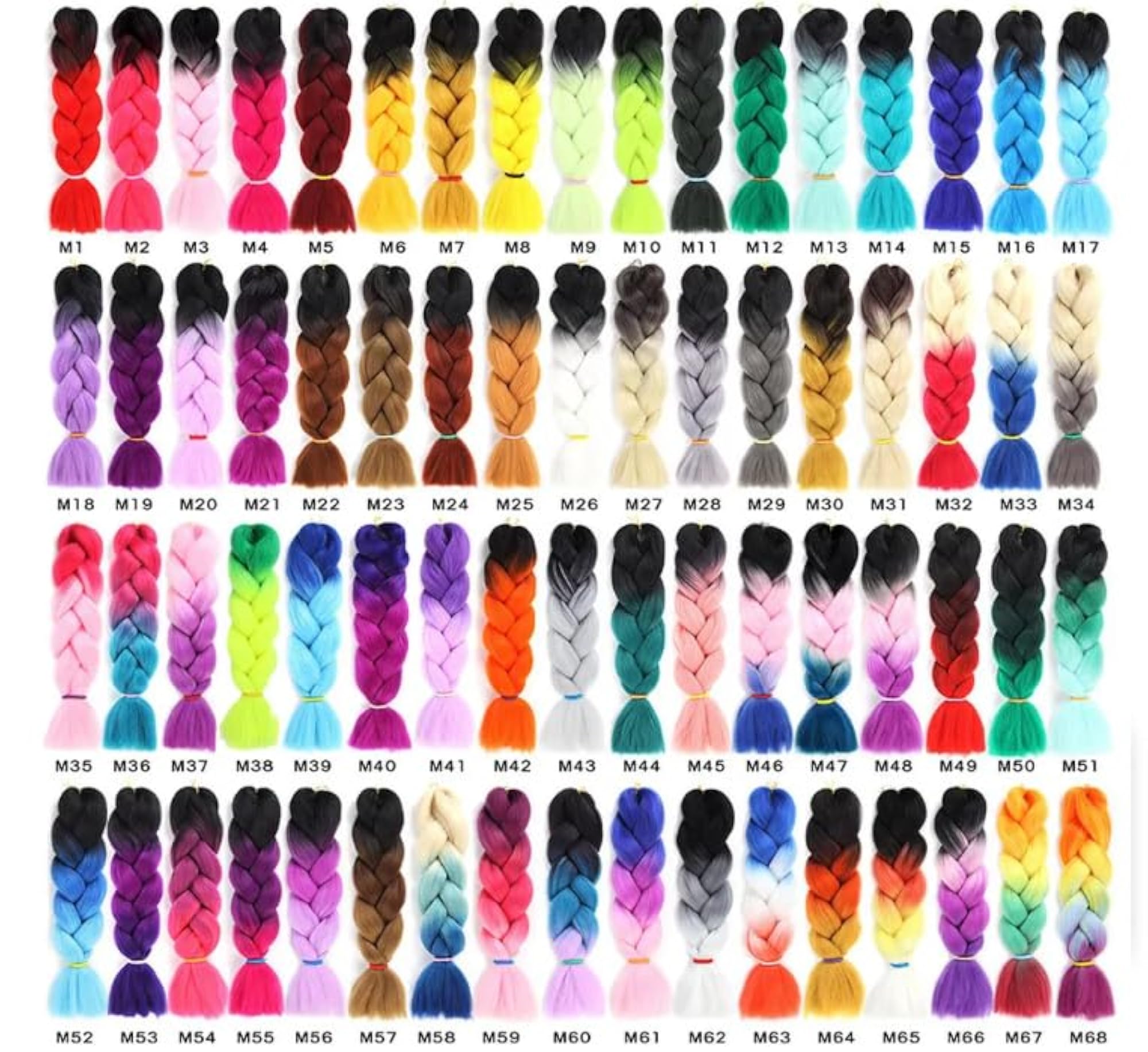 Multicolour Jumbo Braiding Hair Extensions, 24 Inch Synthetic for Kids