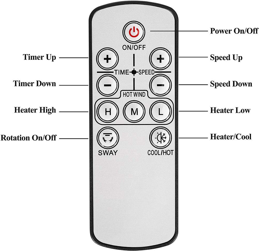 Ventilador de calefacción portátil sin aspas, ventilador de torre de 10 velocidades con control remoto, calentador de espacio y ventilador de circulación de aire para sala de estar / oficina / dormit