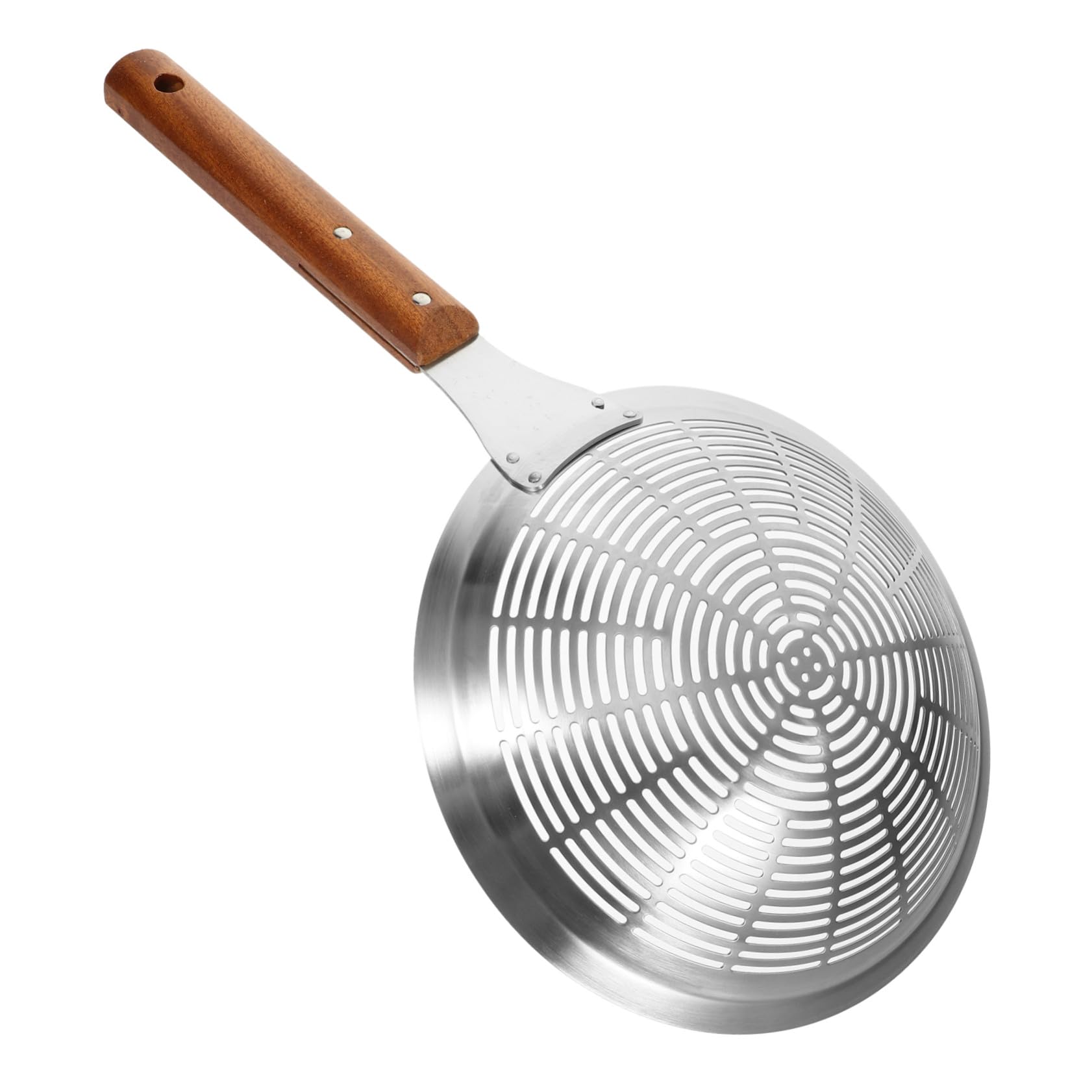 Edelstahl Sieb mit Ergonomischem Griff Große Nudelkelle zum Servieren von Pasta und Lebensmittel Glatte Oberfläche für Küche und Gastronomie