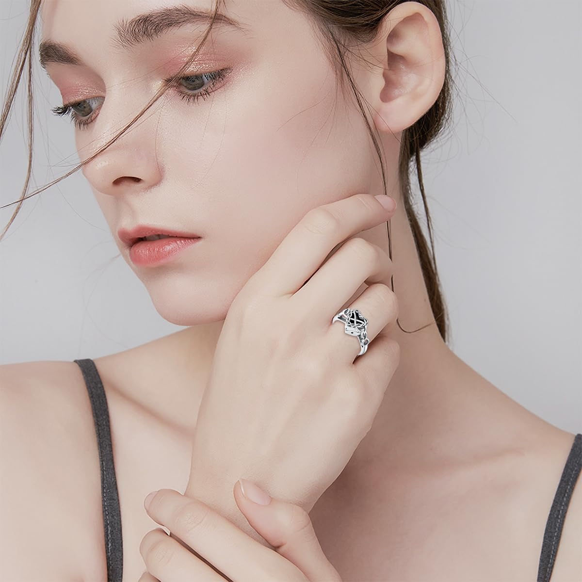 Black Onyx Urn Ring for Ashes 925 Sterling Silver Vintage Celtic Knot Heart Cremation Ring Holds Ashes Memorial Keepsake Jewelry for Women - Image 2