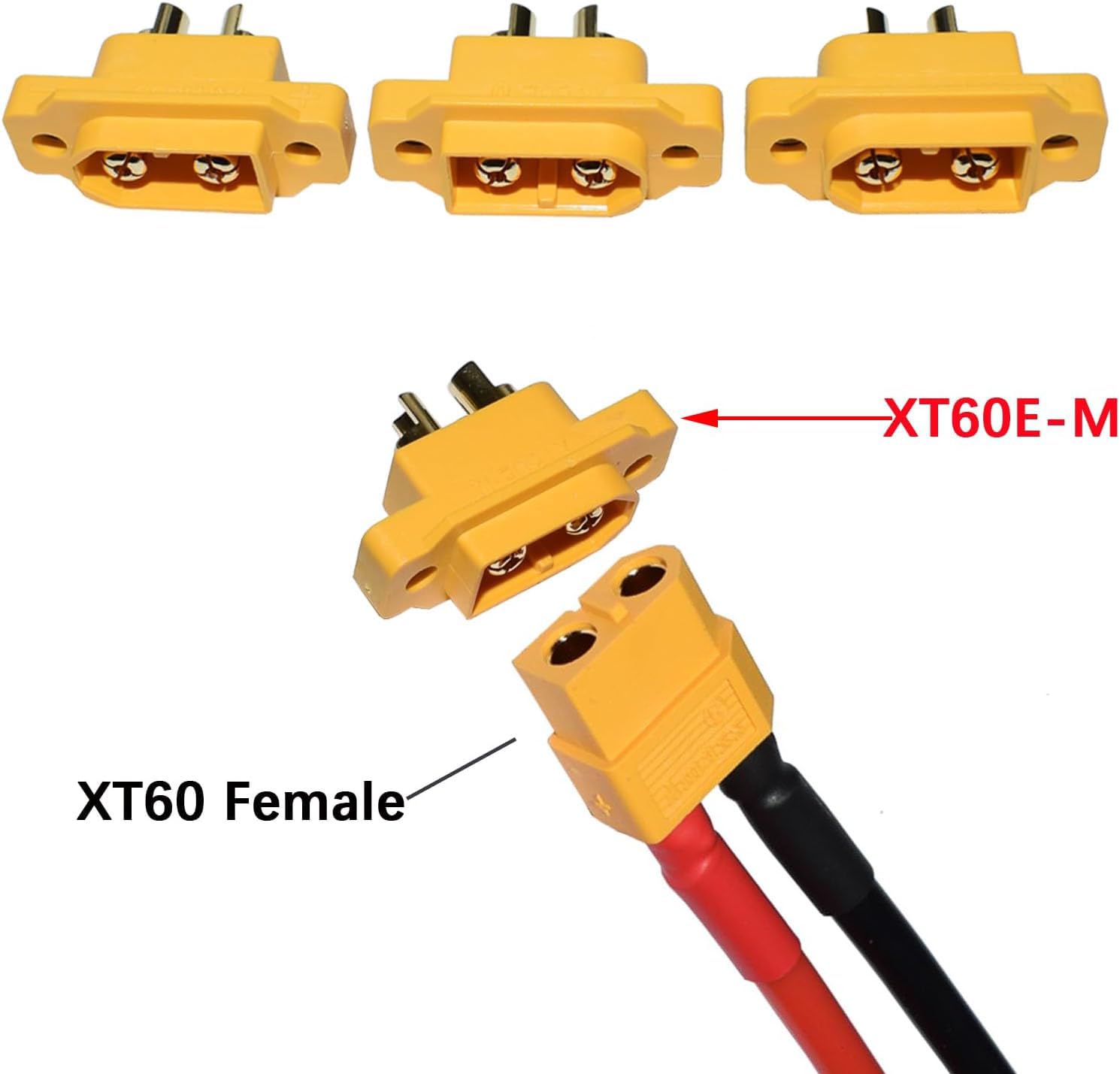 RUNCCI-YUN 10 par złączy XT60 + 10 par XT60E-M wtyki do zabudowy lipo baterie złącza 2 piny złącze wtyczka kablowa