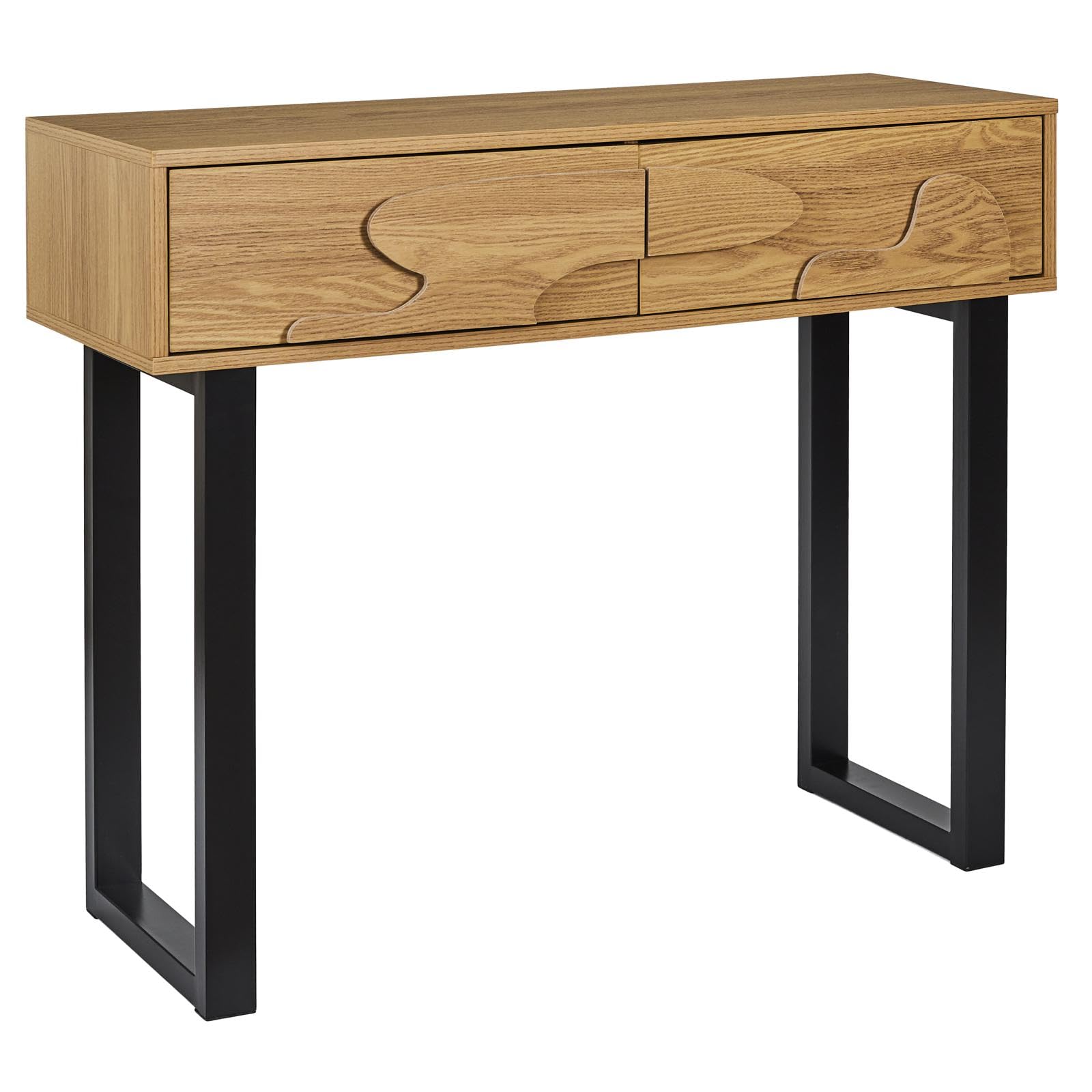 HOME DECO FACTORY - HD0431, Consola Calypso Moderna, Mueble de Entrada Versátil con Almacenamiento Optimizado, Diseño Elegante para Salón u Oficina, Dimensiones 100x80x35 cm, Marrón Negro