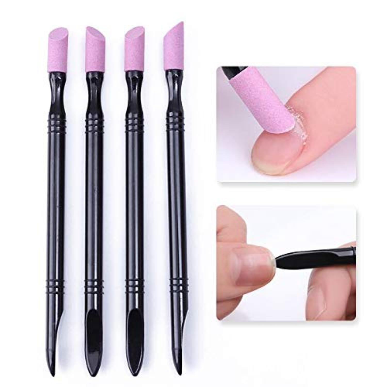 3PCS Portable Quartz Polishing Pen Nail File Cuticle Pusher Dead Skin Remover Trimmer Buffer Manicure Tools — view 3
