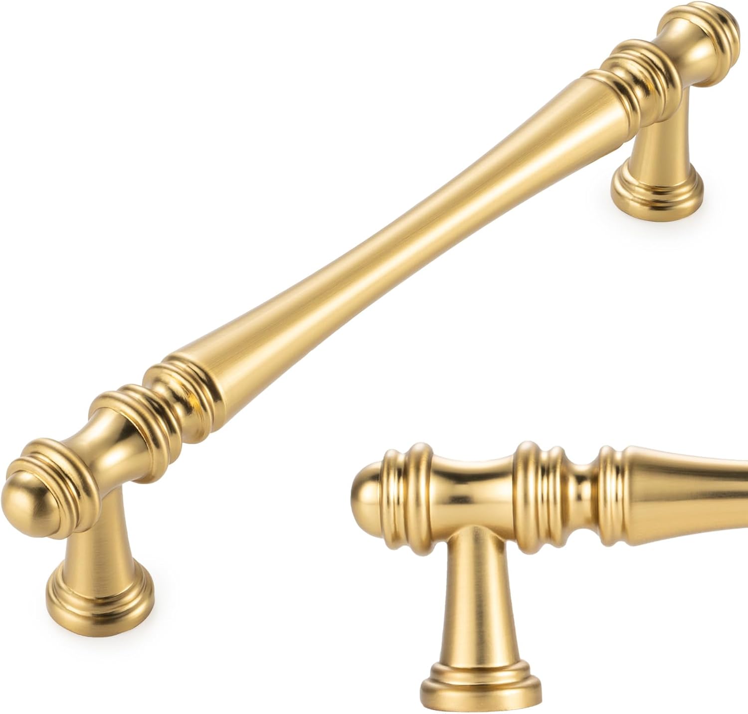 KOOFIZO Classical Cabinet Pull – Brushed Gold Furniture Handle, 5 Inch Screw Spacing, 10-Pack P30 for Kitchen Cupboard Door, Bedroom Dresser Drawer, Bathroom Hardware KOOFIZO Classical Cabinet Pull – Brushed Gold Furniture Handle, 5 Inch Screw Spacing, 10-Pack P30 for Kitchen Cupboard Door, Bedroom Dresser Drawer, Bathroom Hardware