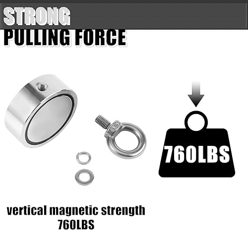 Miniatura 3 de Imán de neodimio de tierras raras de doble cara, 1000 libras de fuerza para recuperación de pesca en río y lago (2.95 pulgadas de diámetro)