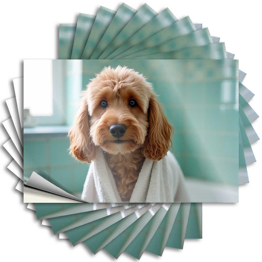 Decal Tiki Bar Accessories | Core Garage Adorable Dog Drying Off with A Towel for Quick(6X9CM)