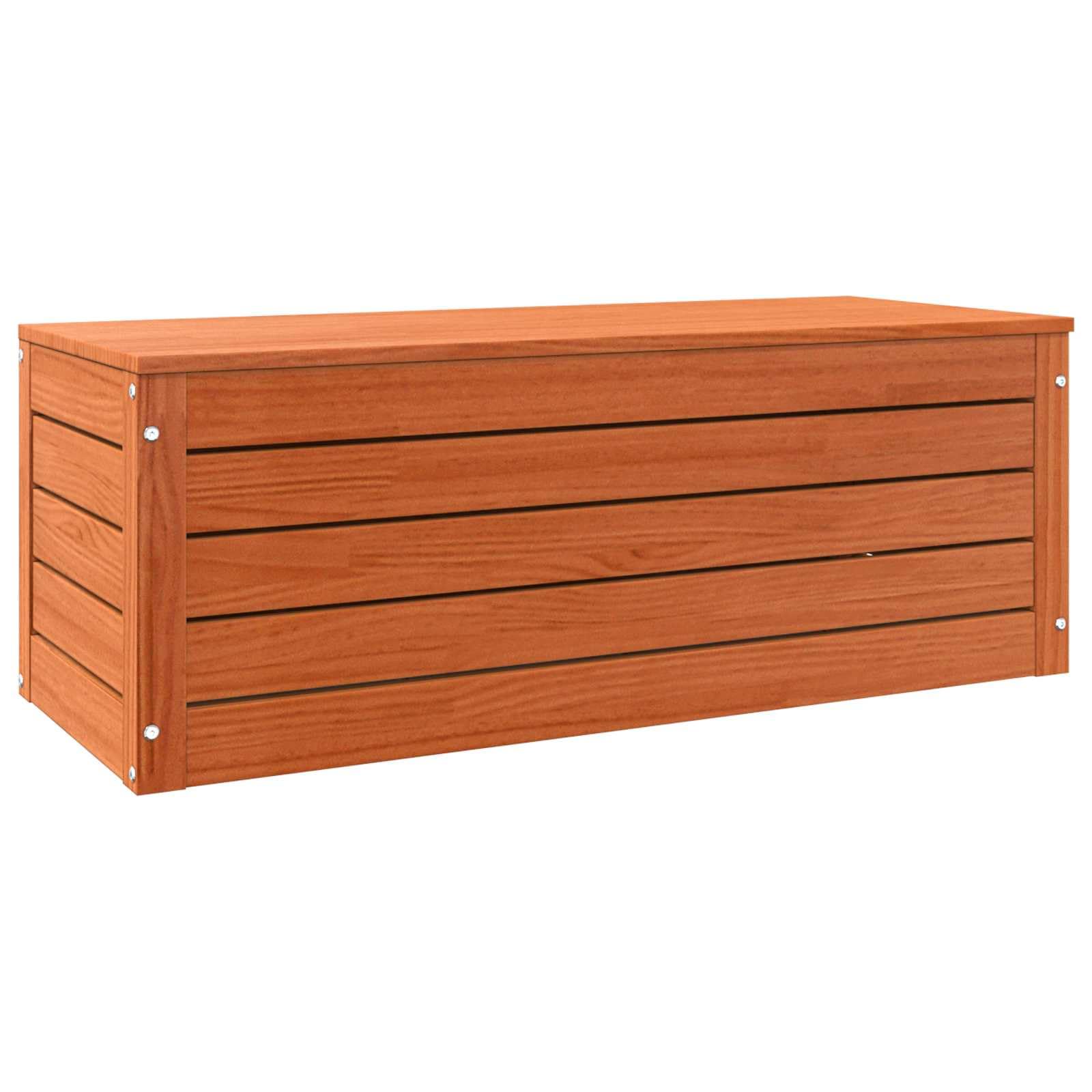 Aufbewahrungsbox aus Massivholz 89x36,5x33 cm Holzkiste mit Tür und Scharnieren robuste Lagerbox Kiefernholz Truhe für Wohnzimmer Flur und Büro Wachsbraun